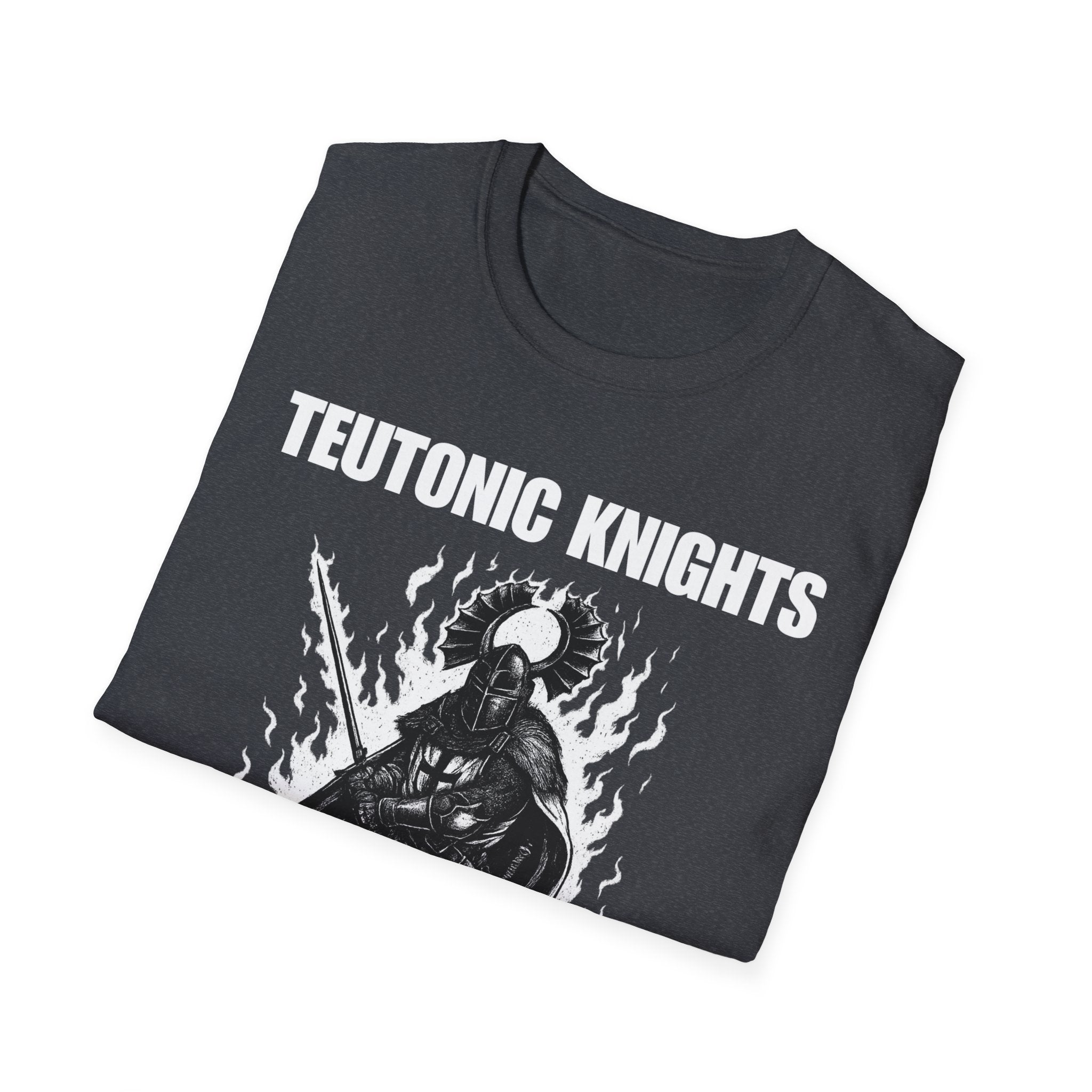 Teutonic Knights Front and Back White Teutonic Cross Graphic Softstyle Cotton Shirt T-Shirt
