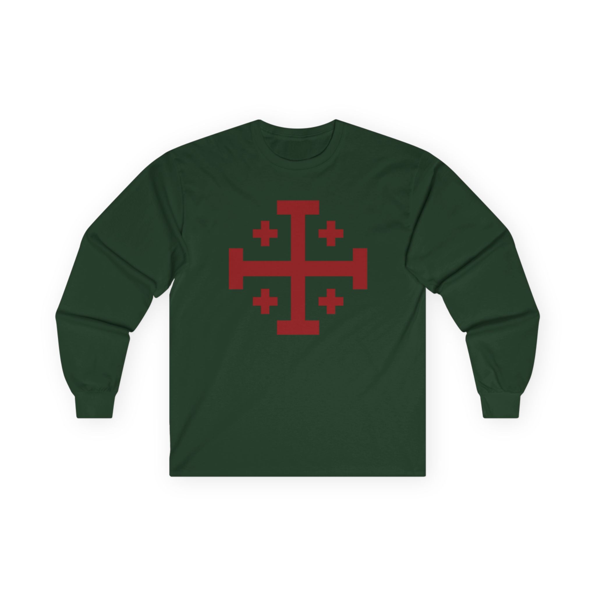 Cross of Jerusalem Red Design Stylish Long Sleeve Tee