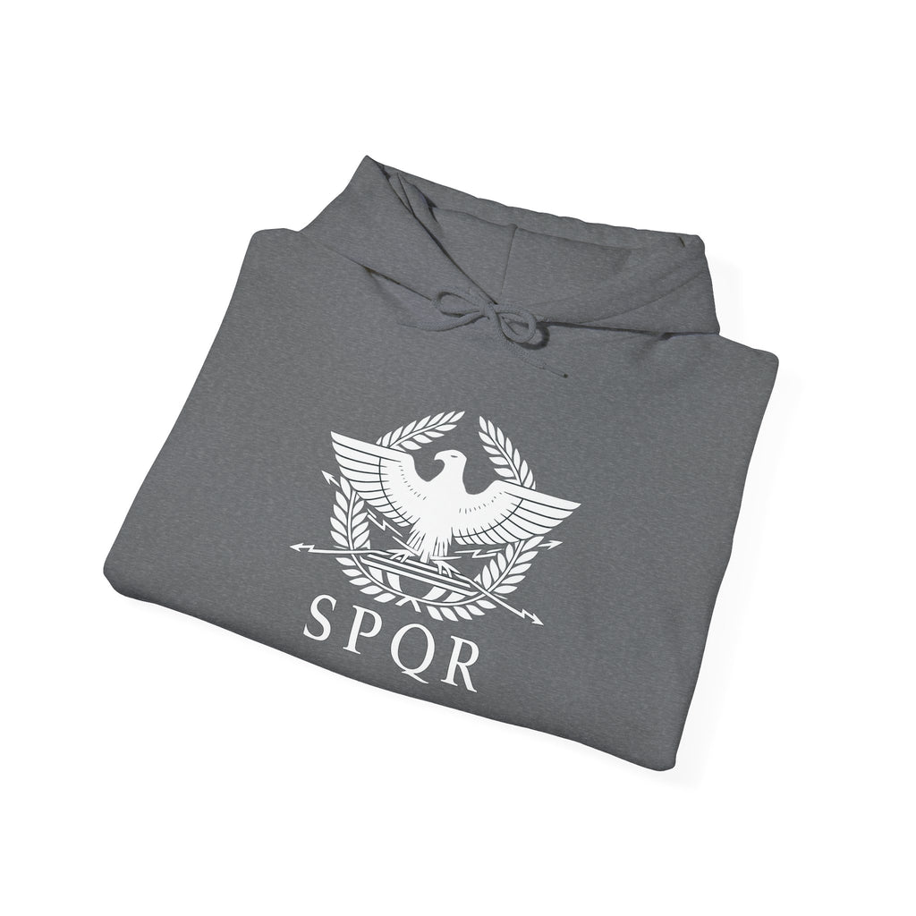SPQR Roman Eagle White Design Pull Over Hoodie