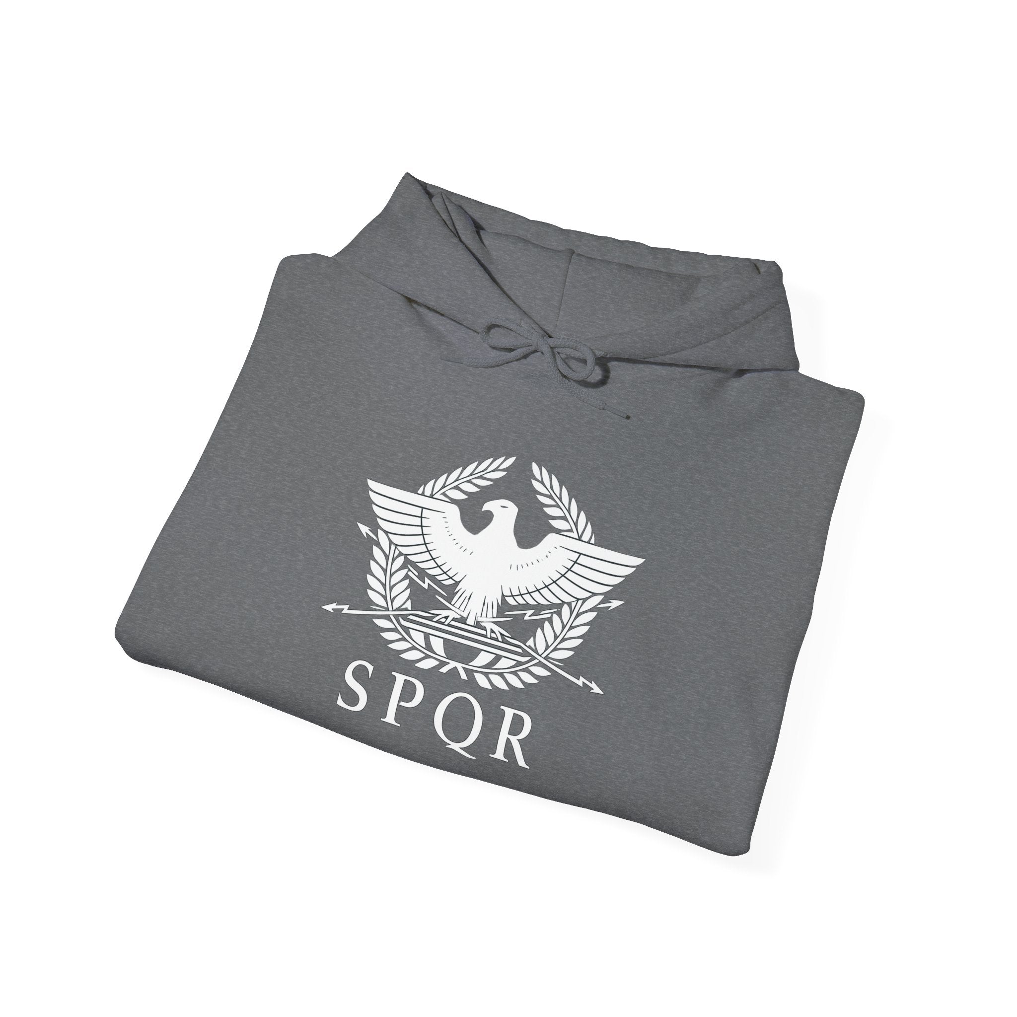 SPQR Roman Eagle White Design Pull Over Hoodie