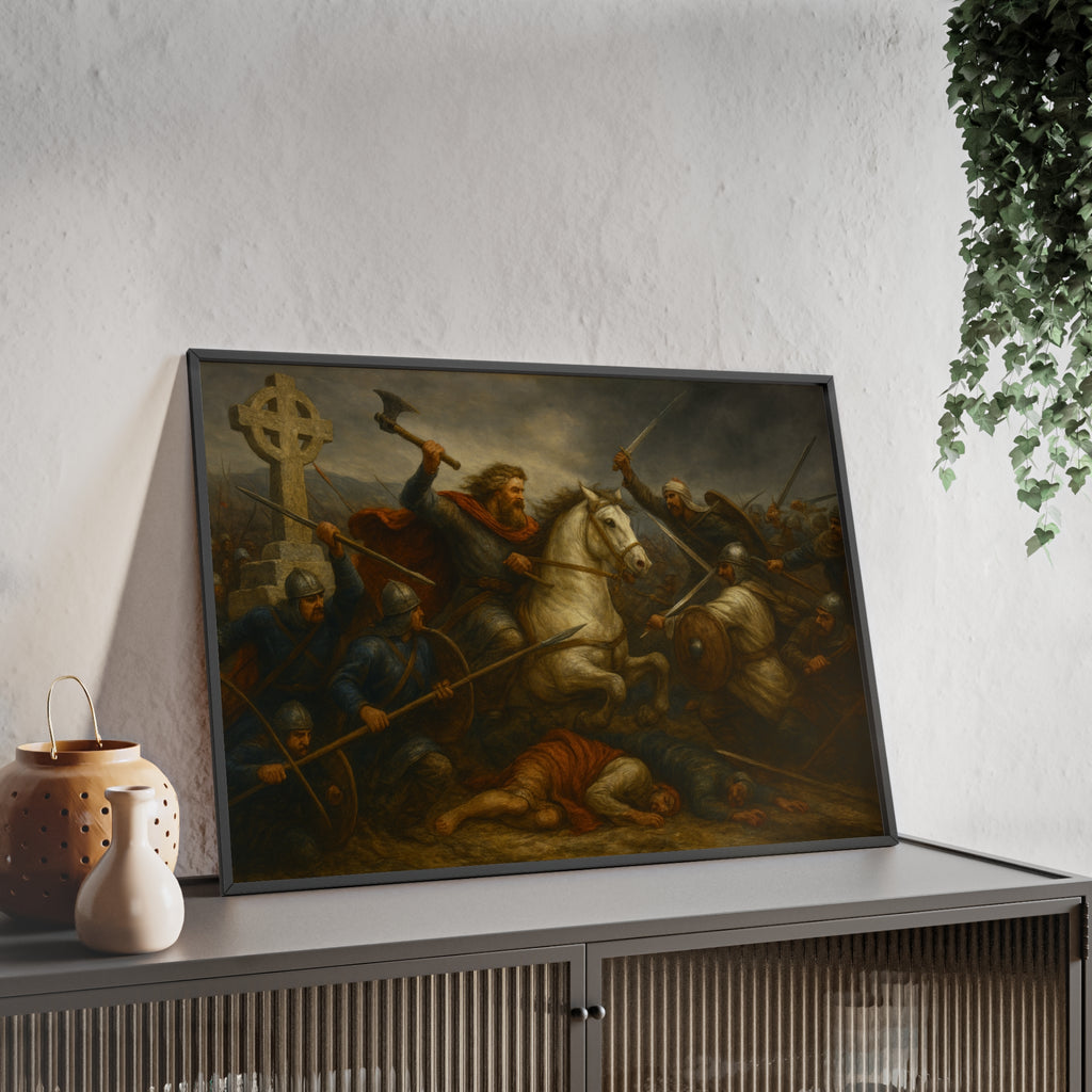 Framed Battle Scene Poster of The Battle Tours 732 AD Featuring Charles "The Hammer" Martel