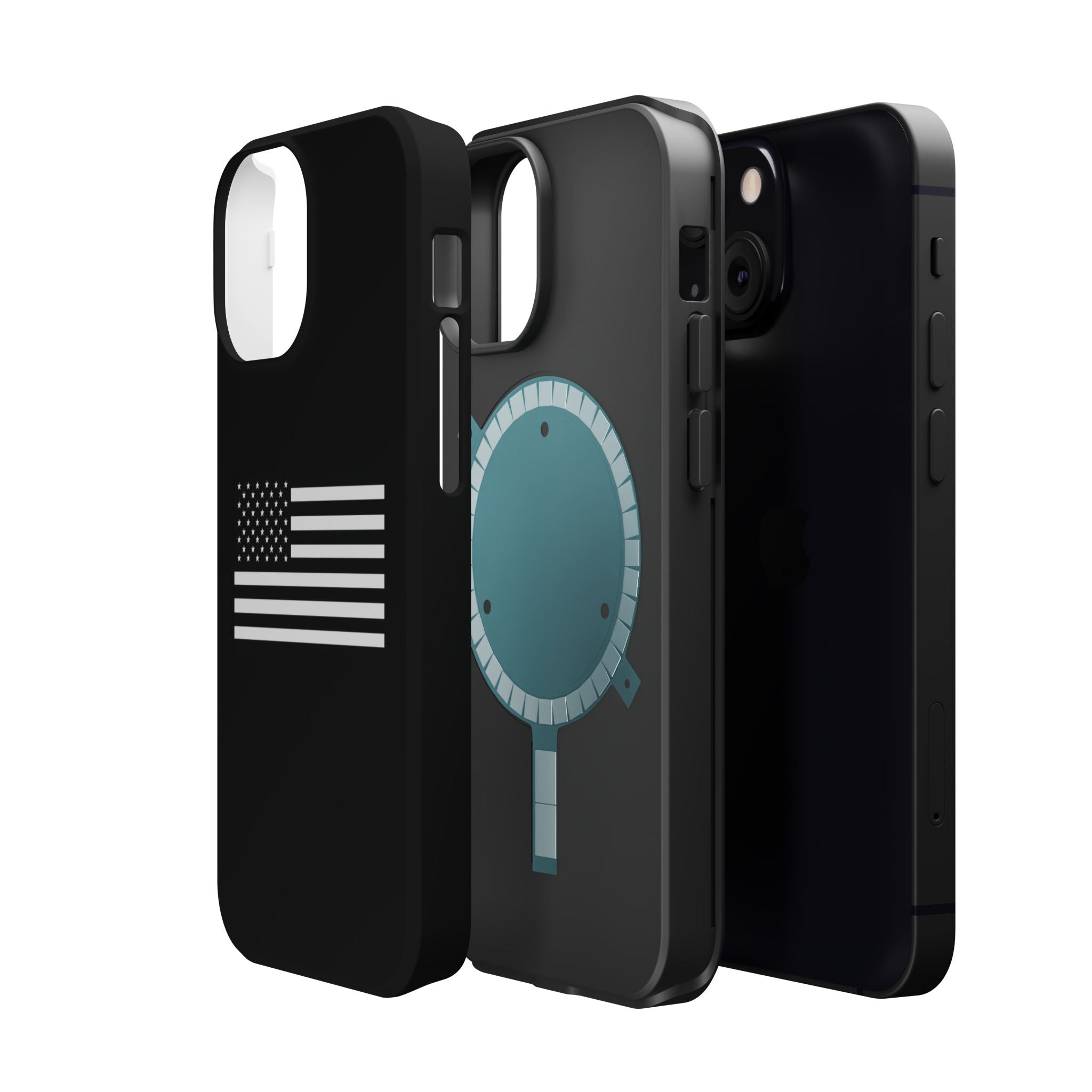 Black and White American Flag Magnetic Impact-Resistant Cases