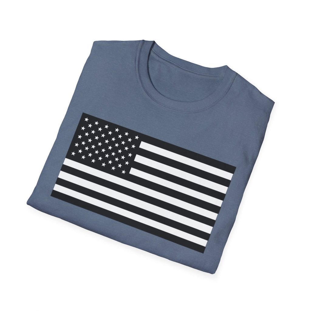 Black and White American Flag Softstyle Cotton Shirt T-Shirt