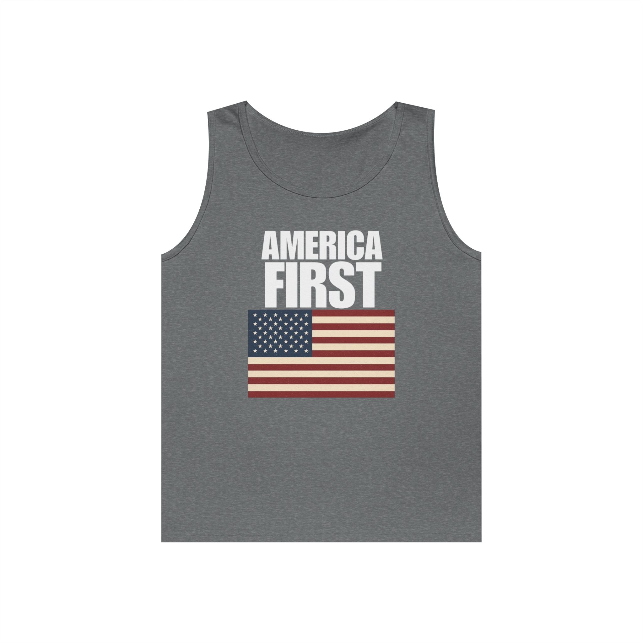 America First American Flag Heavy Cotton Tank Top