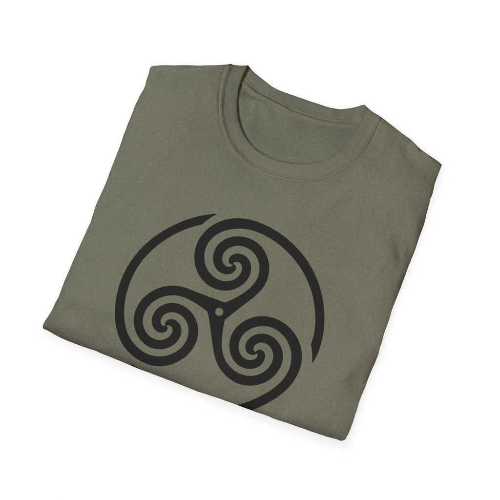 Celtic Spiral Triskele Symbol Alt Black Design Softstyle T-Shirt