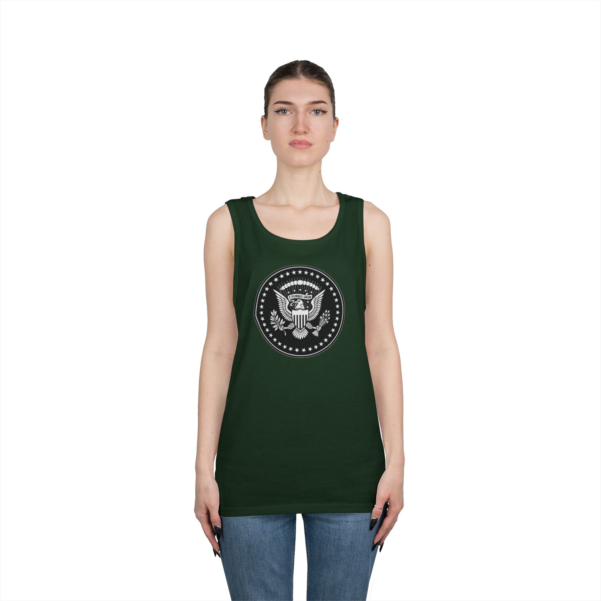 American Eagle Presidential Seal Black Design Unisex Heavy Cotton Tank Top