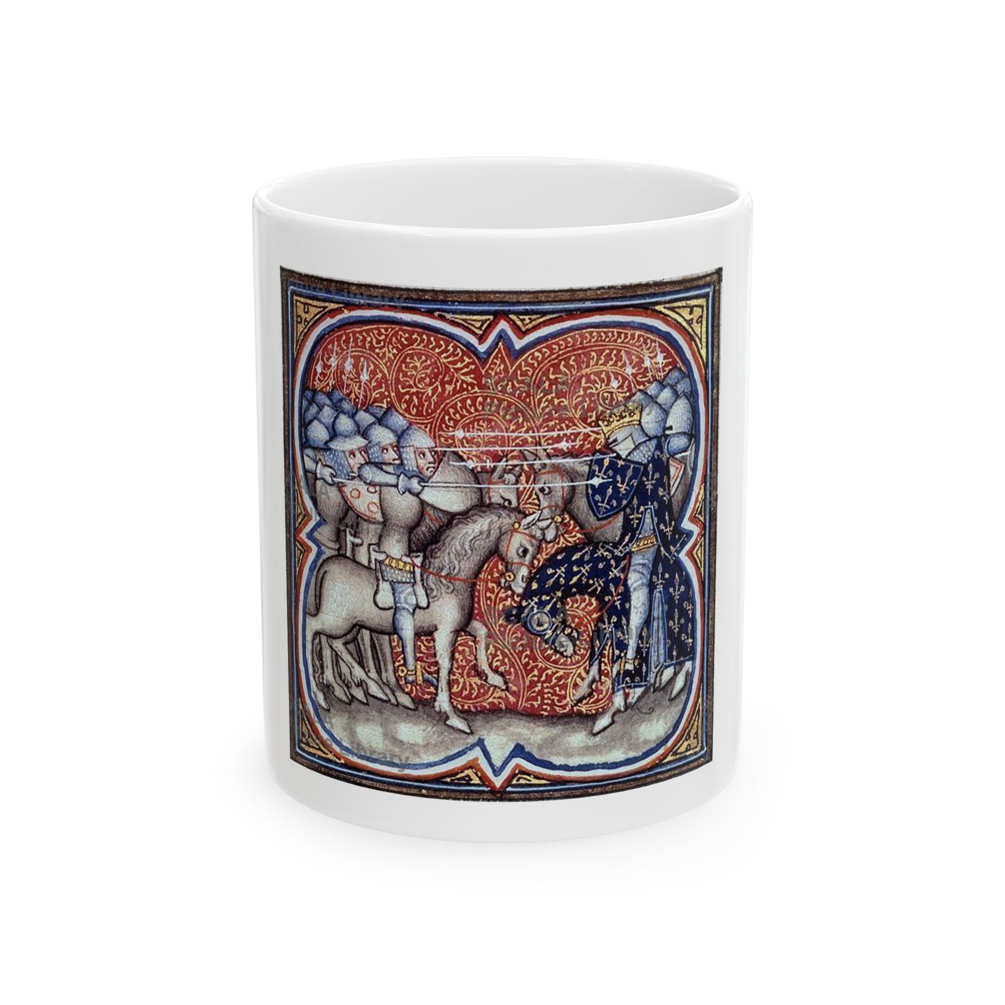Medieval Scene Ceramic Mug Charles Martel fighting the Saracens at Tours Poitiers in 732, Great Chronicles of France | 11oz & 15oz