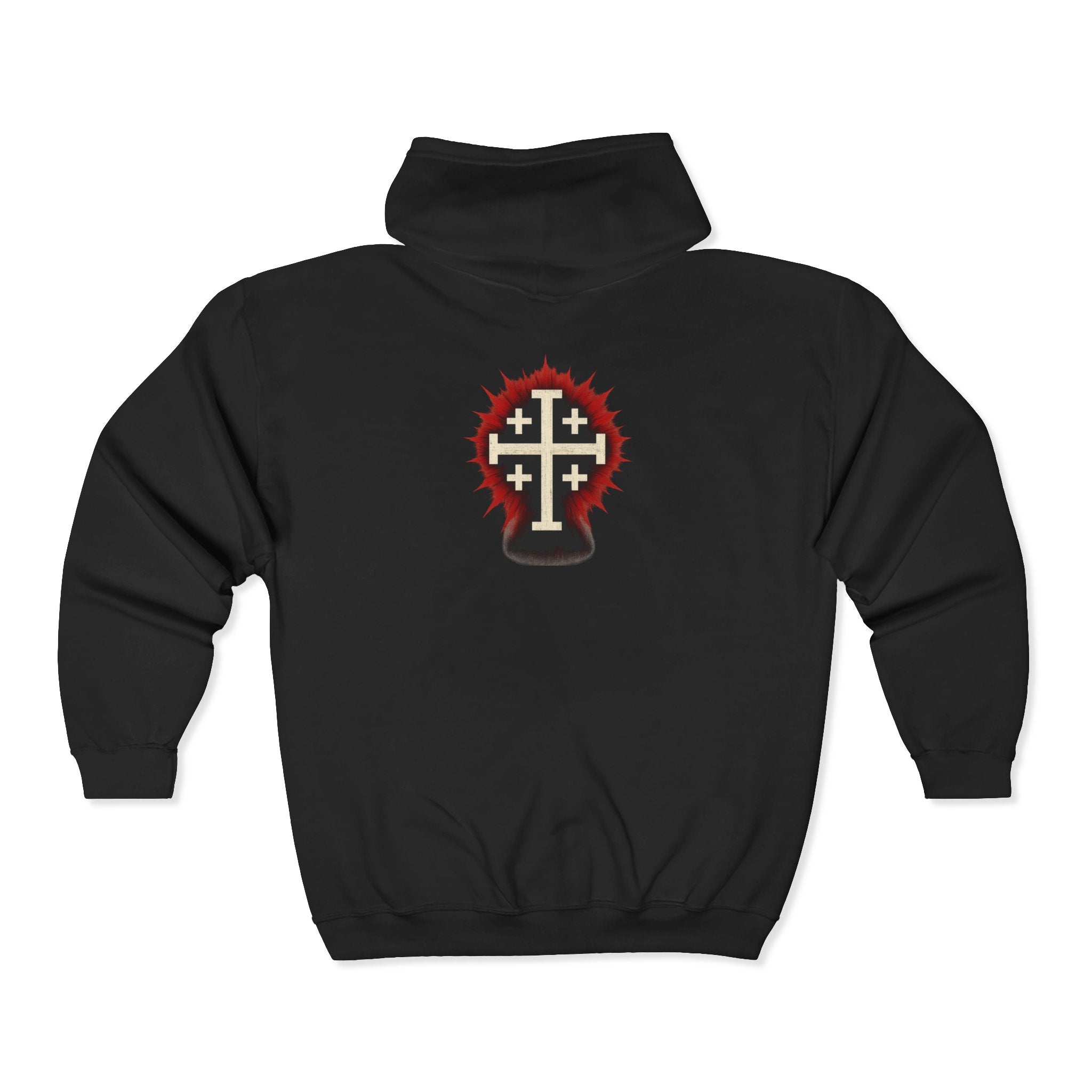 Front and Back Christ is King Zip-Up Hoodie with Cross on Back, Christ is King Design Sweatshirt