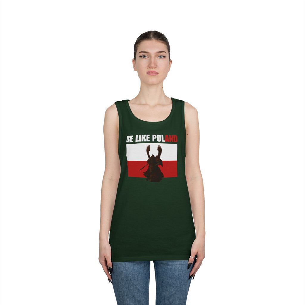 Be Like Poland Winged Hussar Front, Polis Eagle Cross Back Heavy Cotton Tank Top