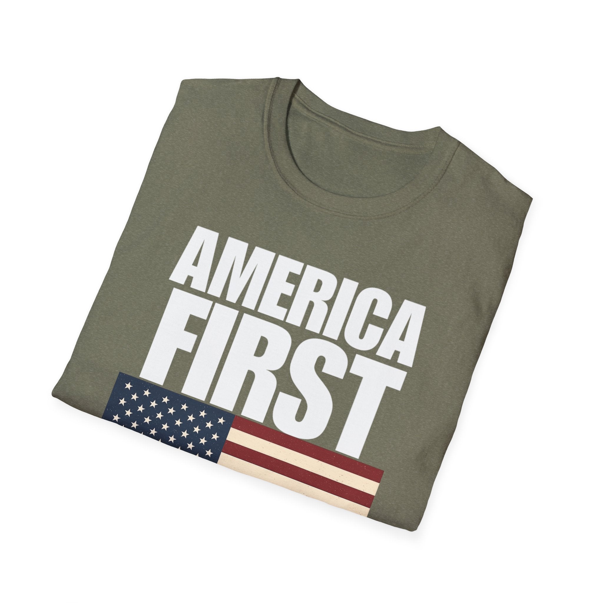America First American Flag Softstyle Cotton Shirt T-Shirt