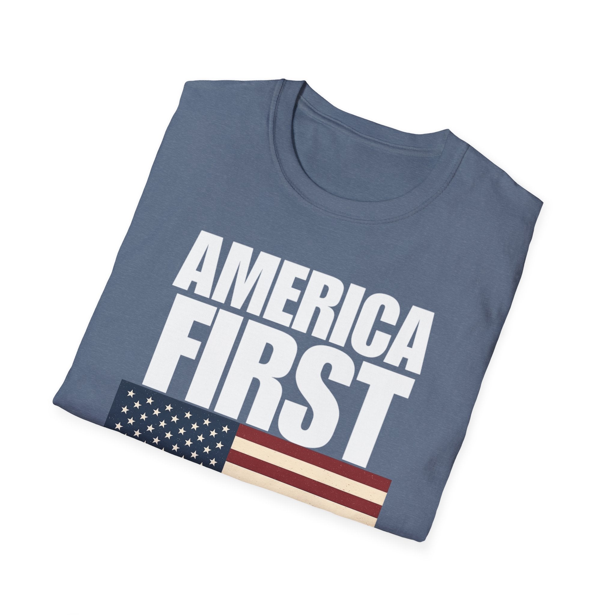 America First American Flag Softstyle Cotton Shirt T-Shirt
