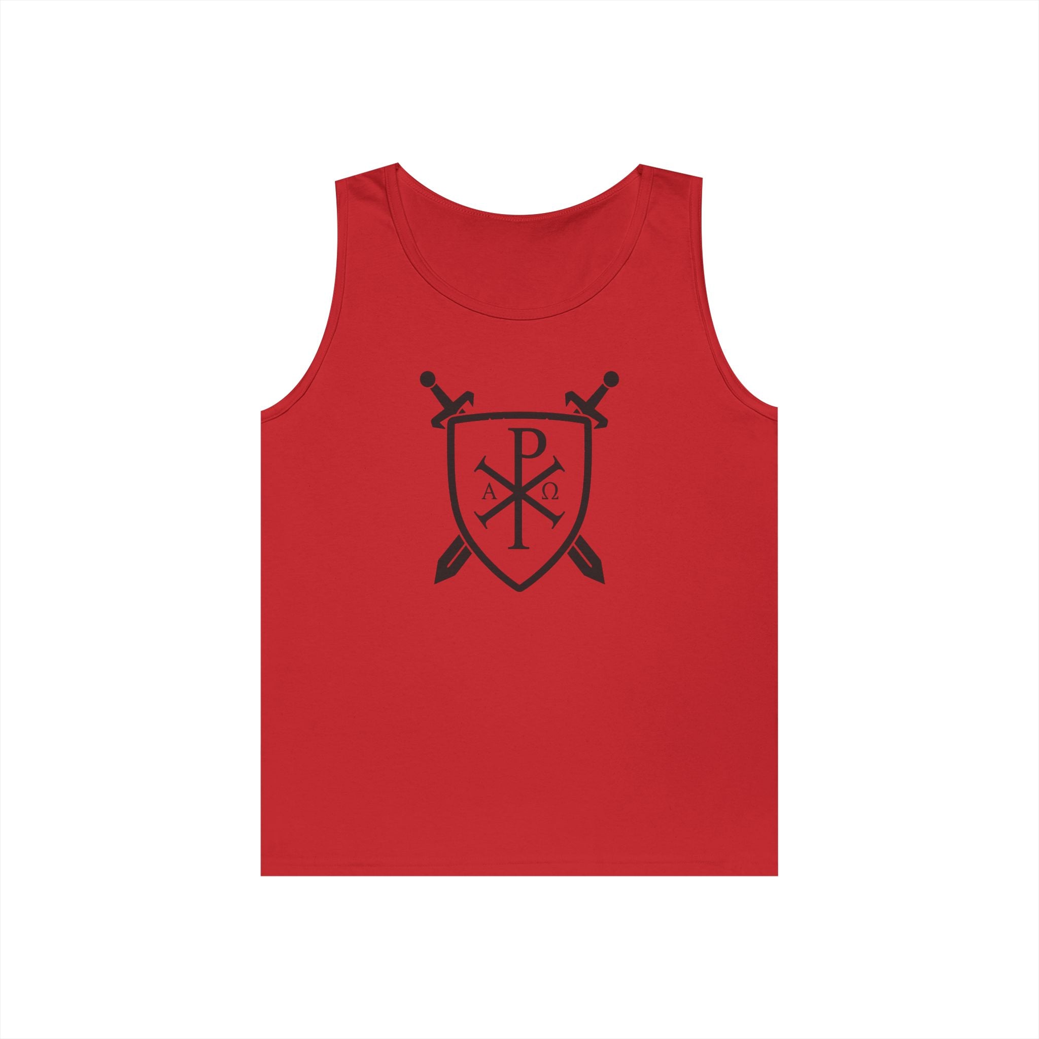 Sword and Shield Pi Chi Rho Black Graphic Heavy Cotton Tank Top