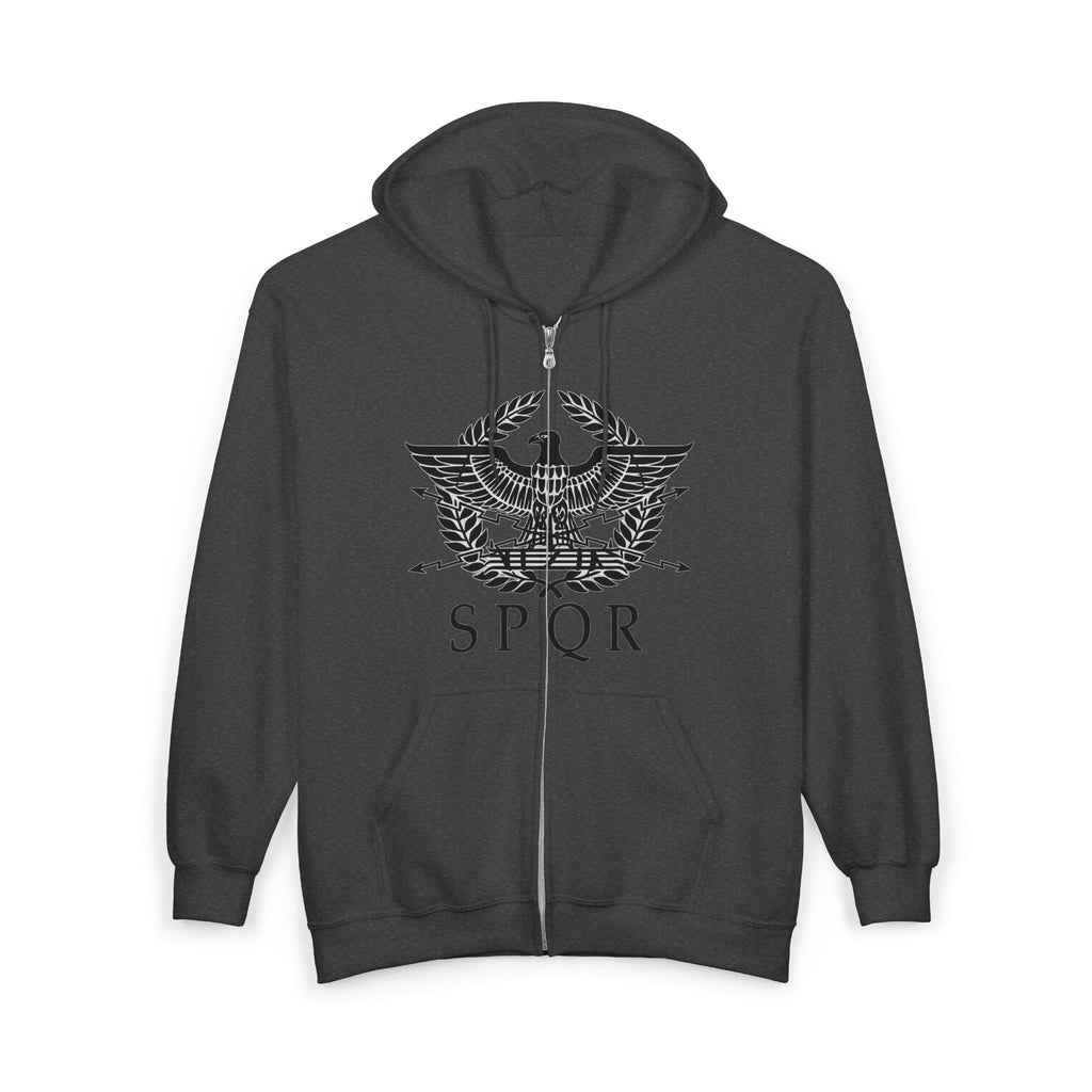 Roman Eagle SPQR Black Design Zip Up Hoodie Sweatshirt