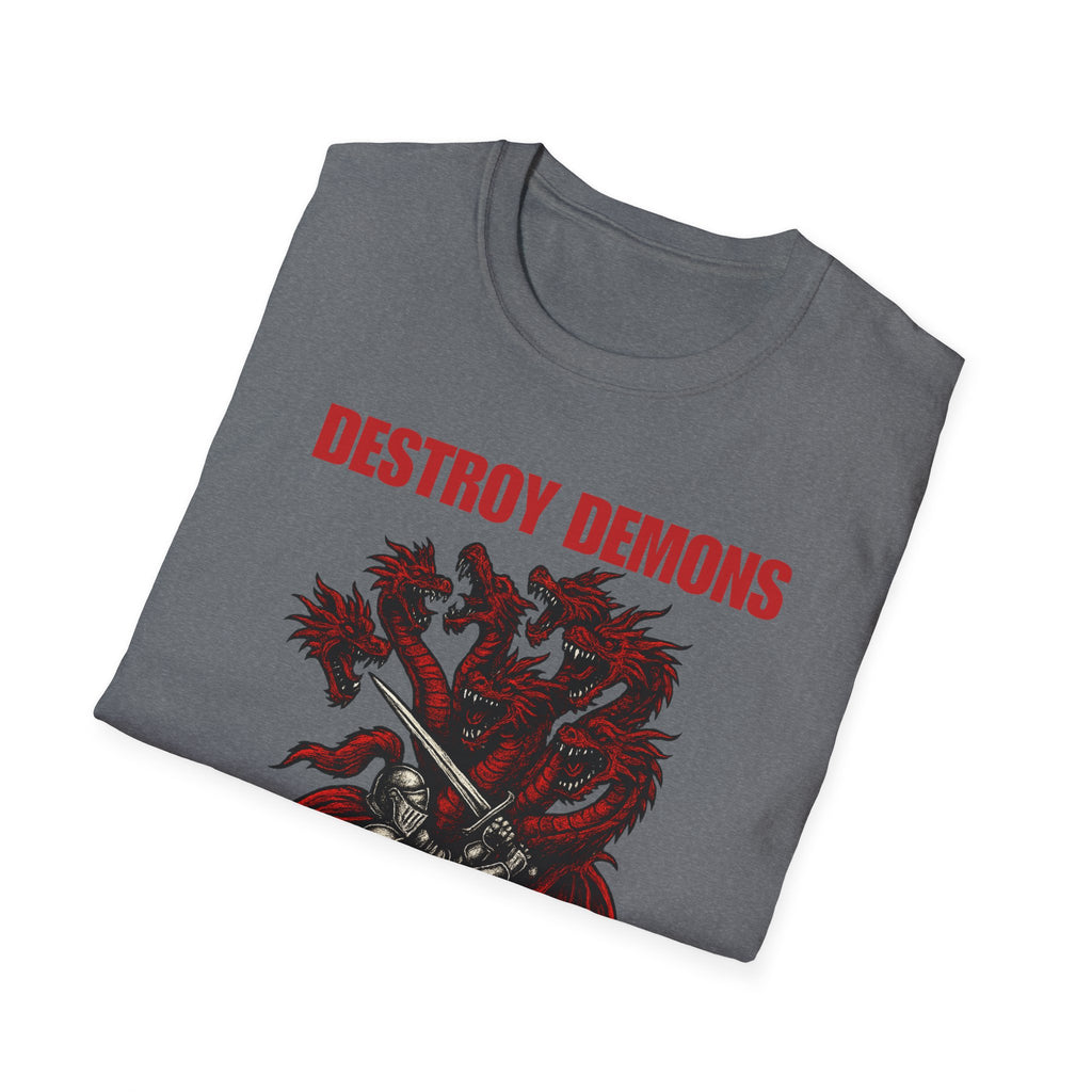 Destroy Demons Crusader Knight vs Dragon  Softstyle T-Shirt