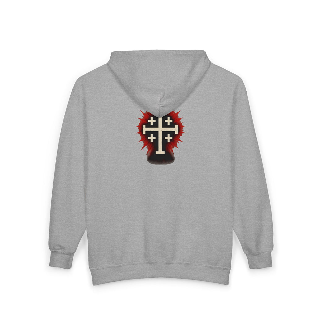 Front and Back Christ is King Zip-Up Hoodie with Cross on Back, Christ is King Design Sweatshirt