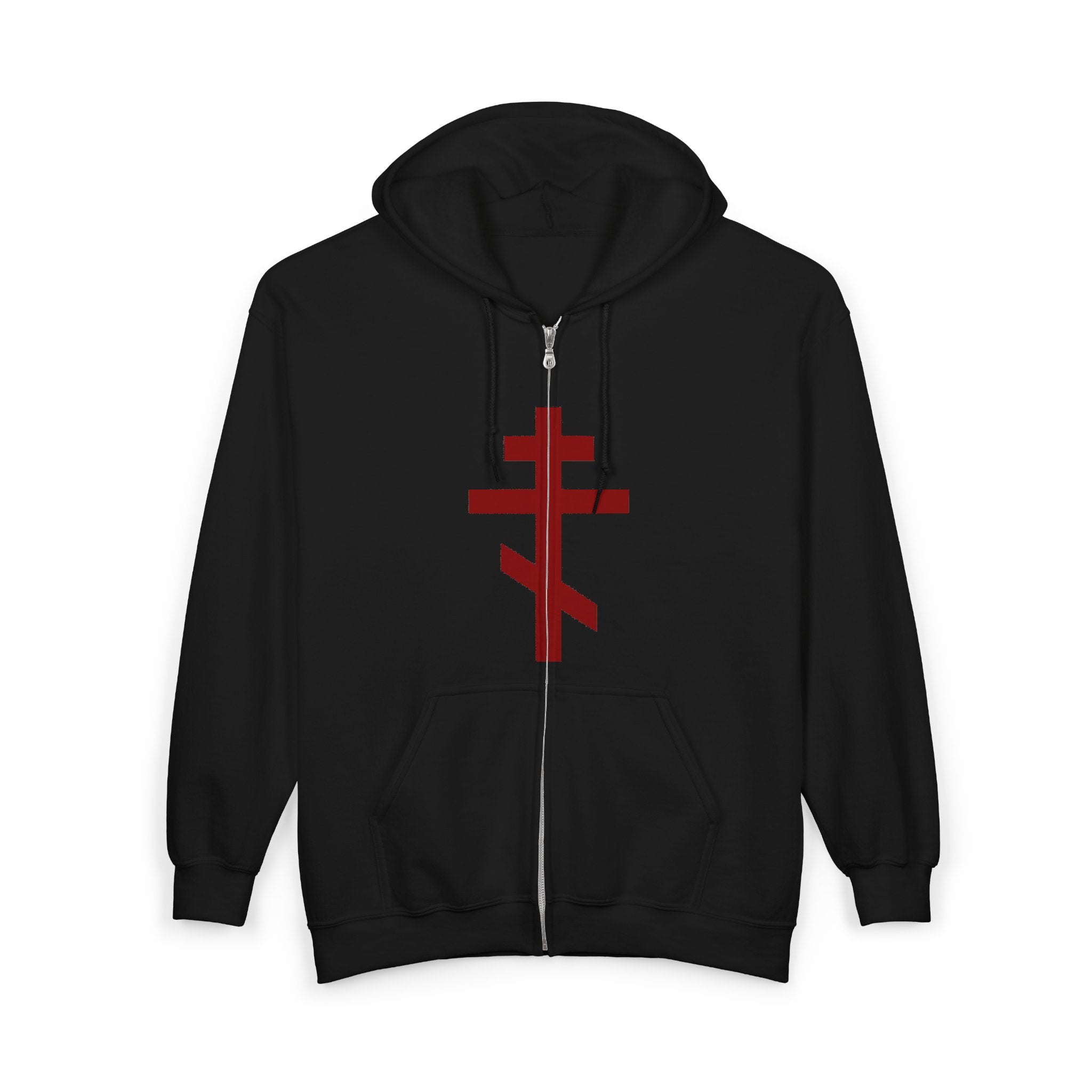 Crucifix Red Design Full Zip Up Hoodie Sweatshirt