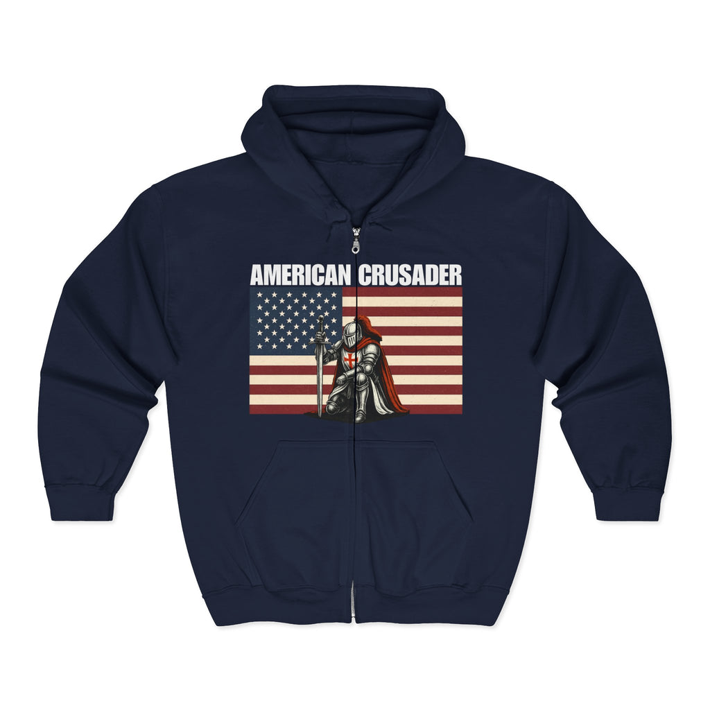 American Crusader Alt Color Design Full Zip Up Hoodie Sweatshirt