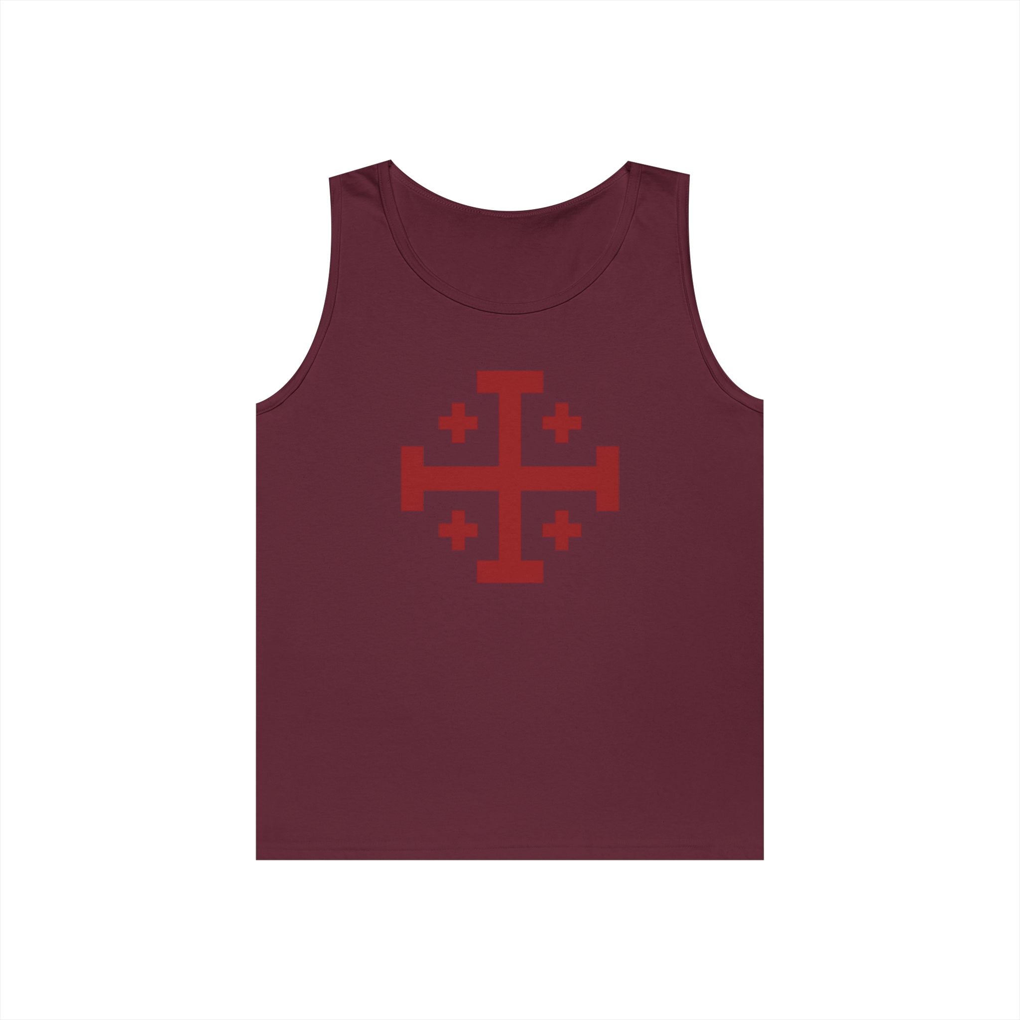 Cross of Jerusalem Red Design Heavy Cotton Tank Top