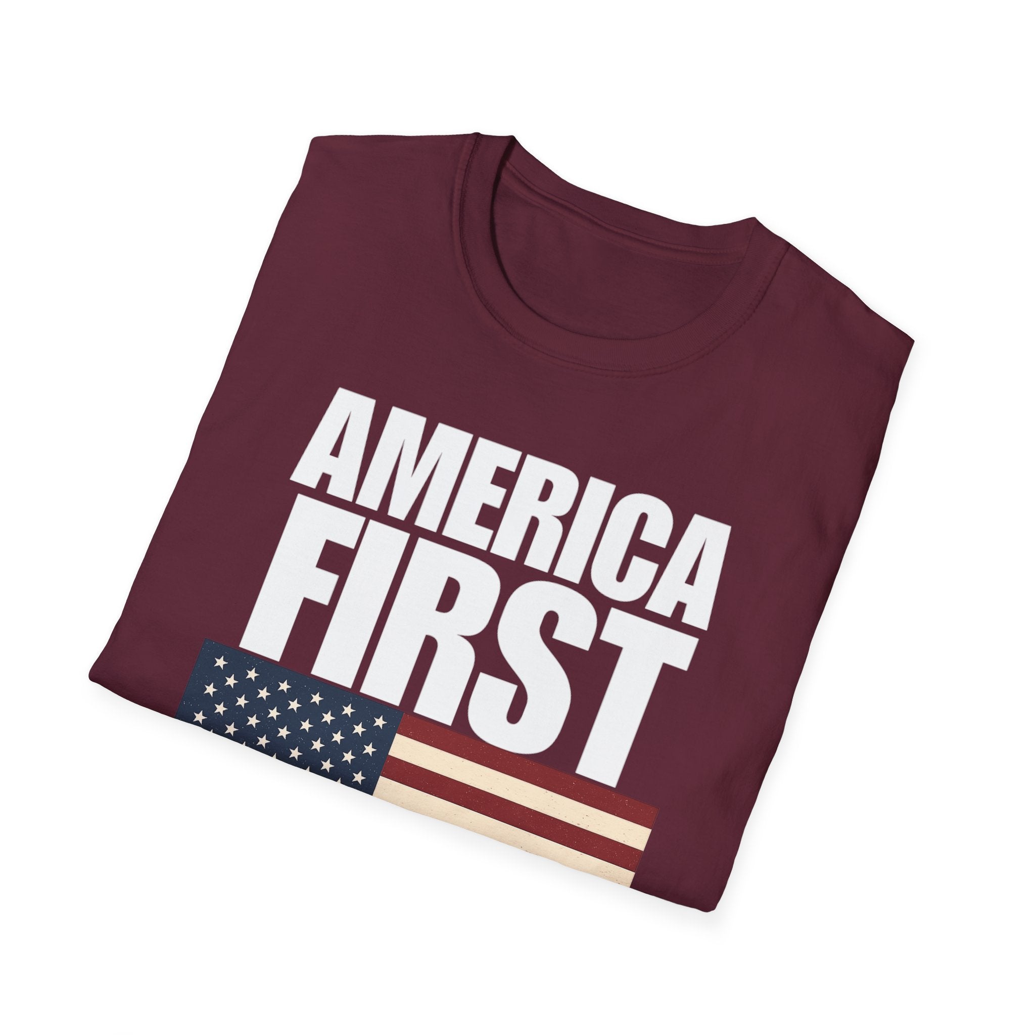 America First American Flag Softstyle Cotton Shirt T-Shirt