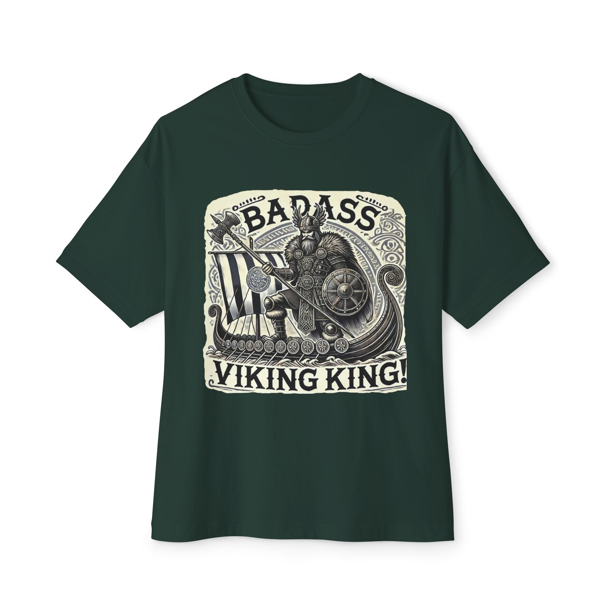 Badass Viking King Unisex Oversized Tee, Viking Shirt, Graphic Tee, Casual Wear, Gift for Him/Her/Teens, Norse Inspired Apparel