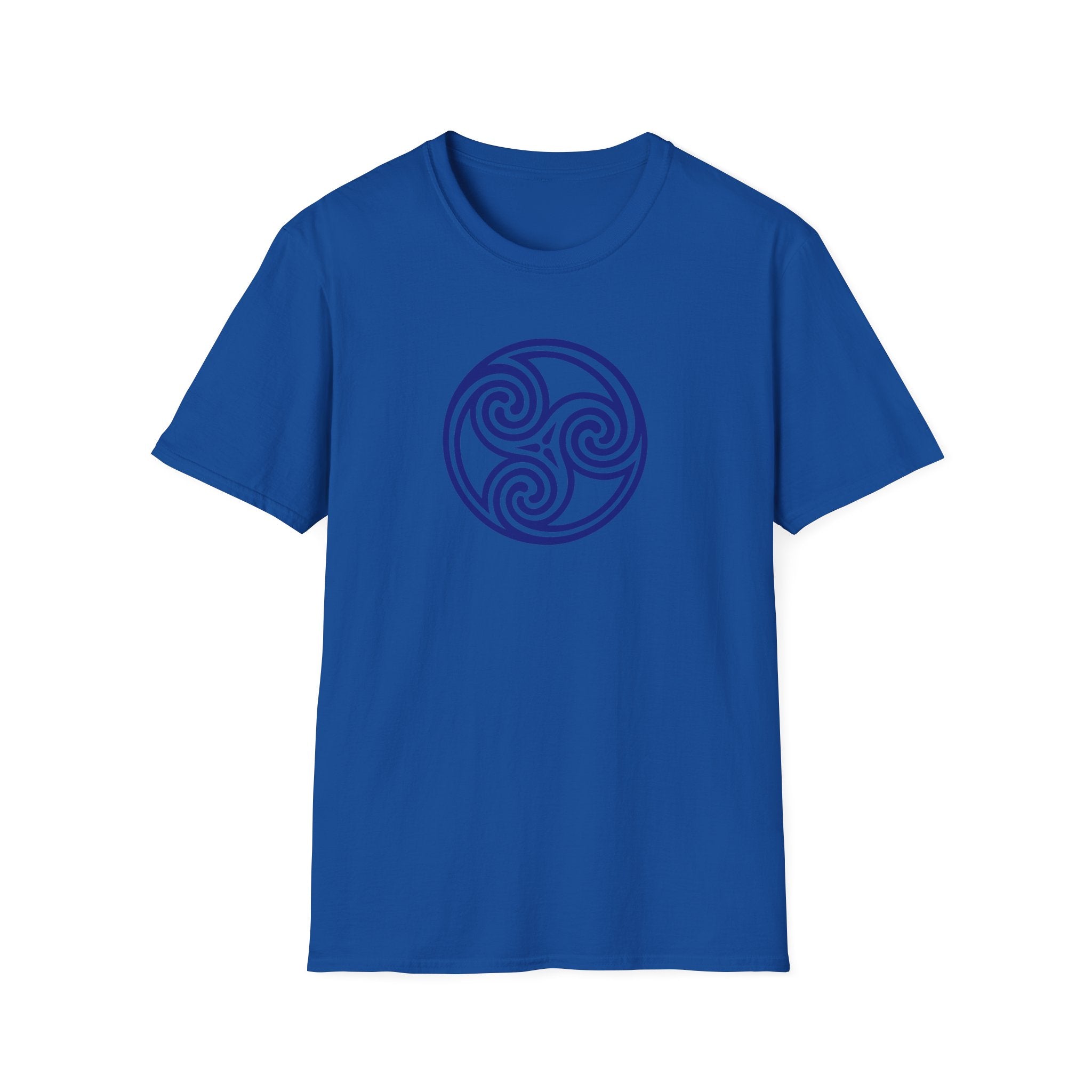 Celtic Spiral Triskele Trinity Symbol Blue Softstyle T-Shirt