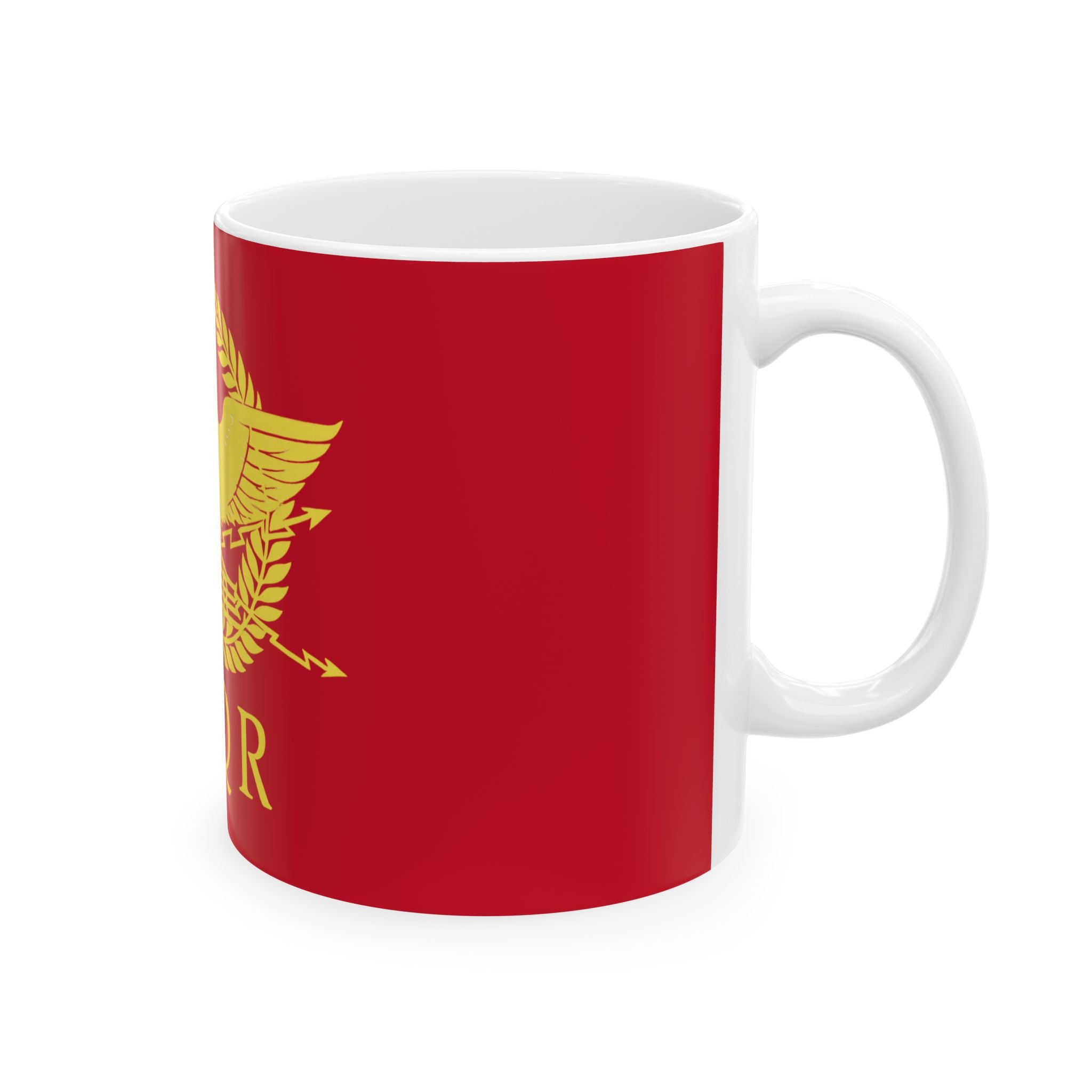 SPQR Gold Roman Eagle Design Red Ceramic Mug