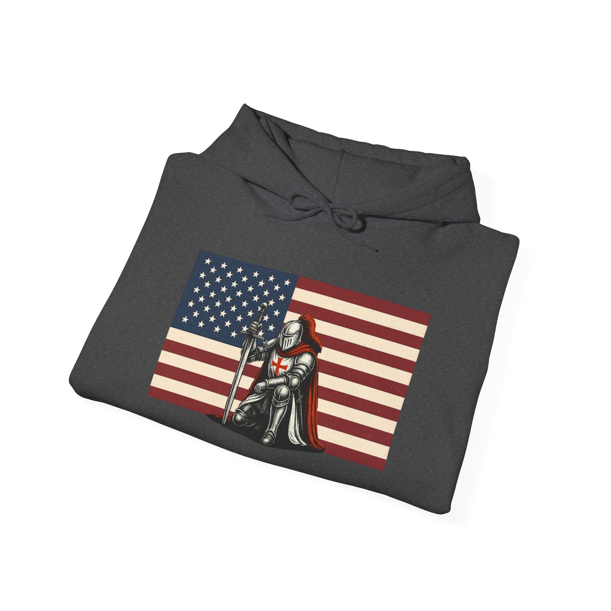American Crusader Graphic Pull Over Hoodie Sweatshirt