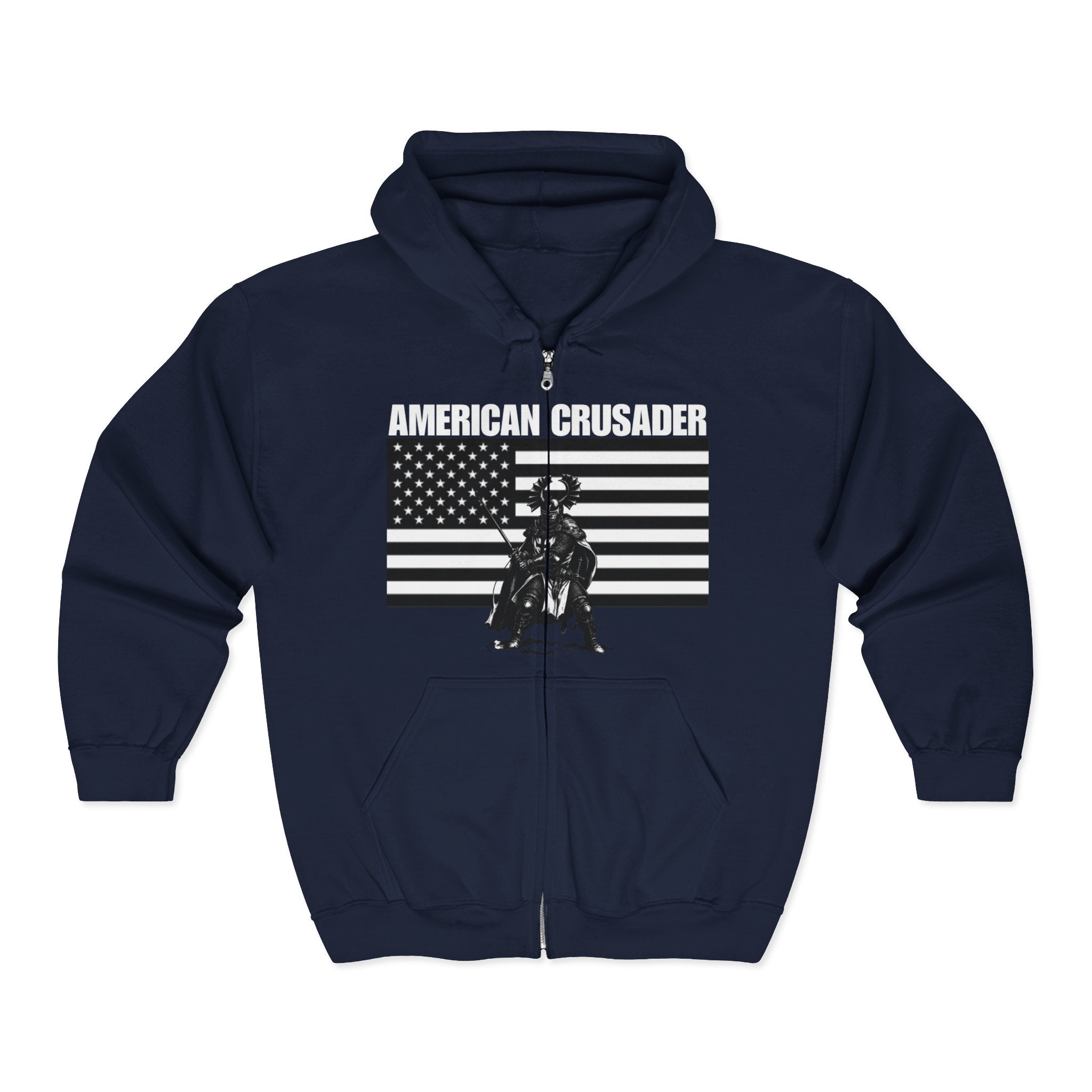 American Crusader Graphic Zip Up Hoodie Sweatshirt