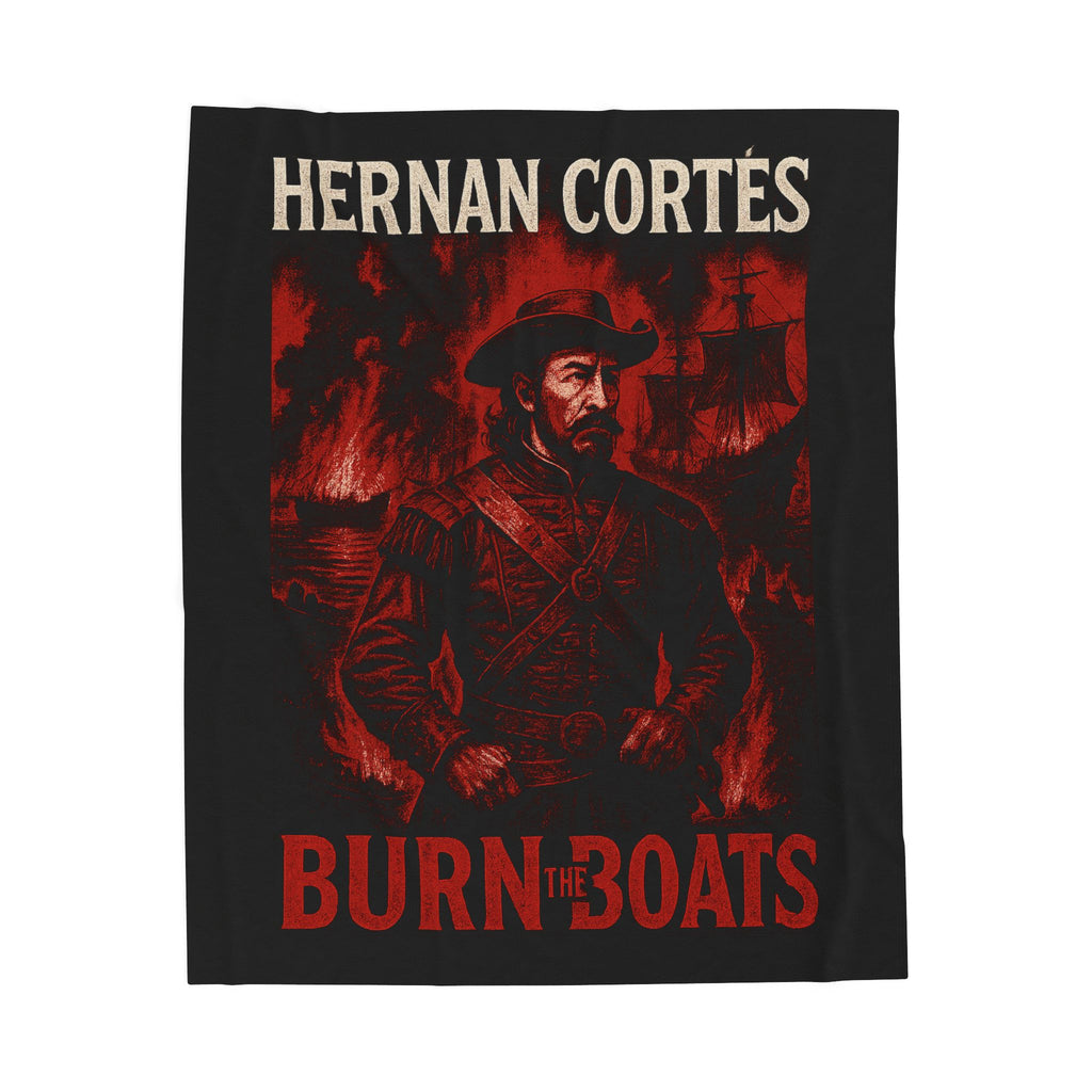 Hernan Cortes Burn the Boats Velveteen Decorative Plush Blanket