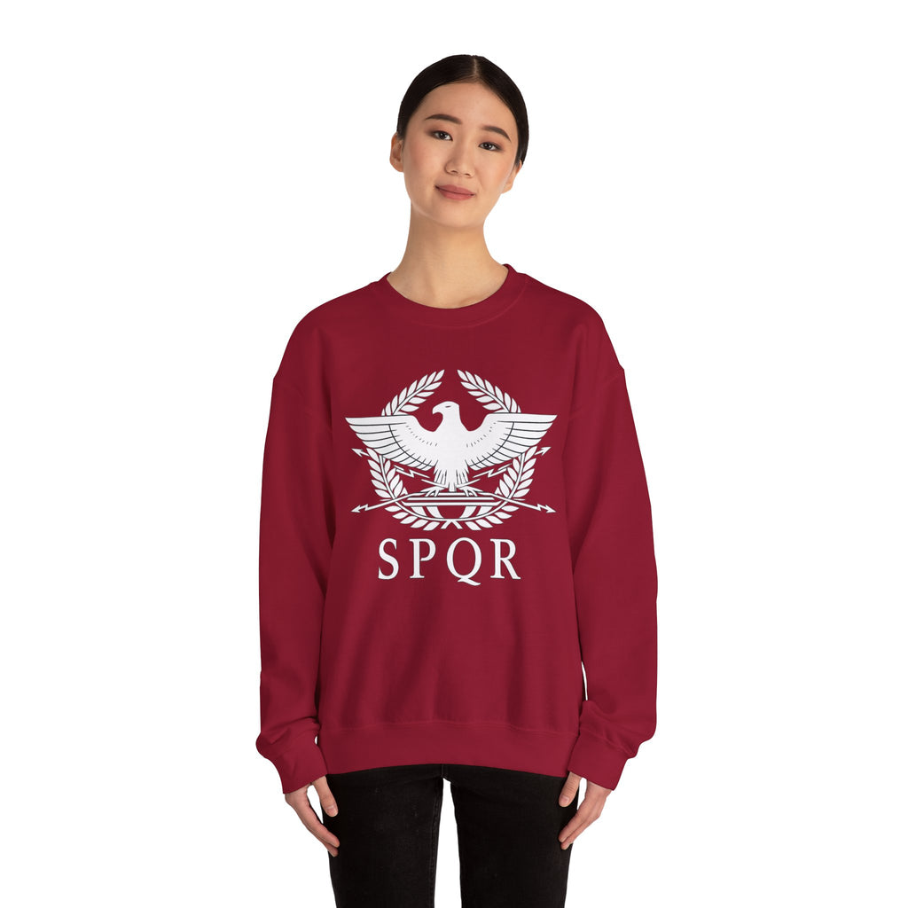 SPQR Roman Eagle White Design Crewneck Sweatshirt