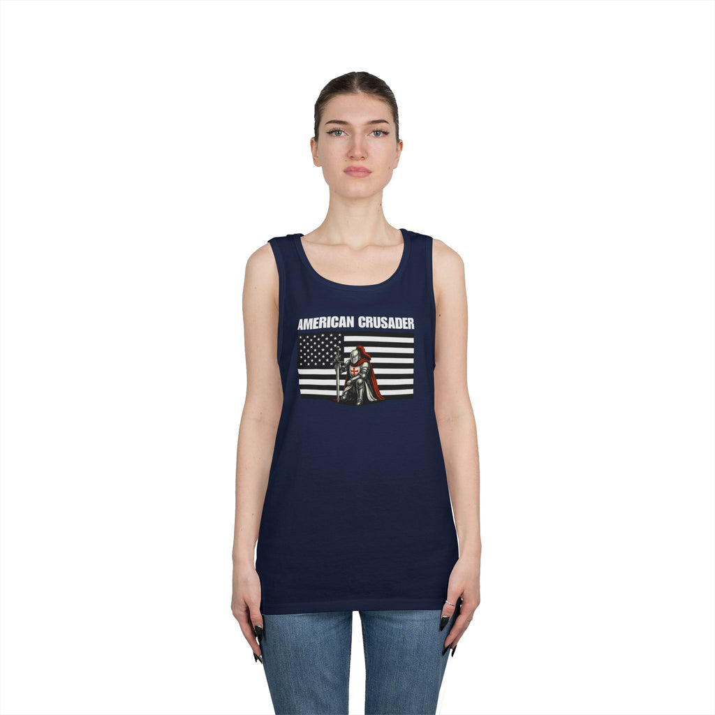 American Crusader Black and White Alt Design Heavy Cotton Tank Top