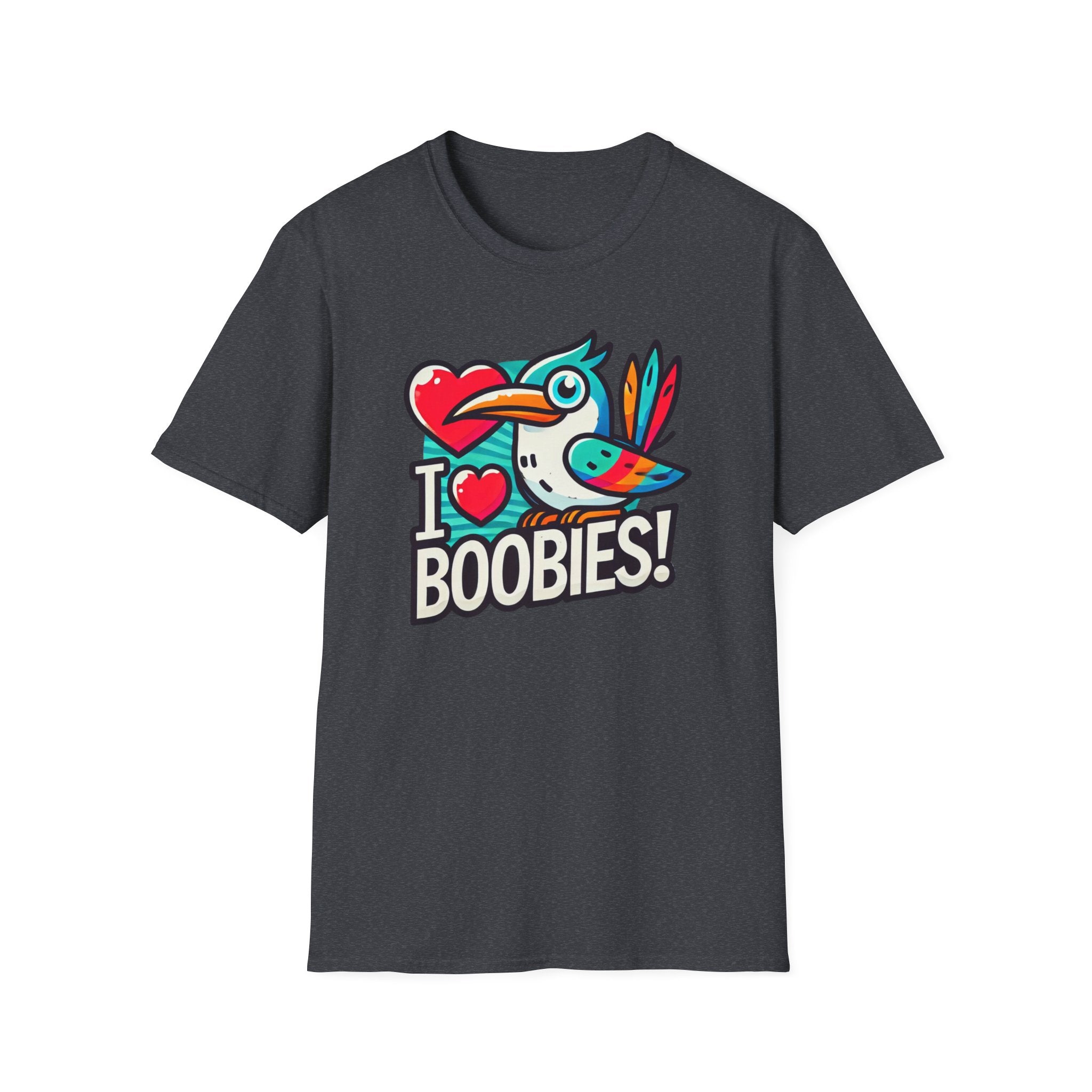 Funny 'I Love Boobies!' Boobie Bird Softstyle Cotton T-Shirt