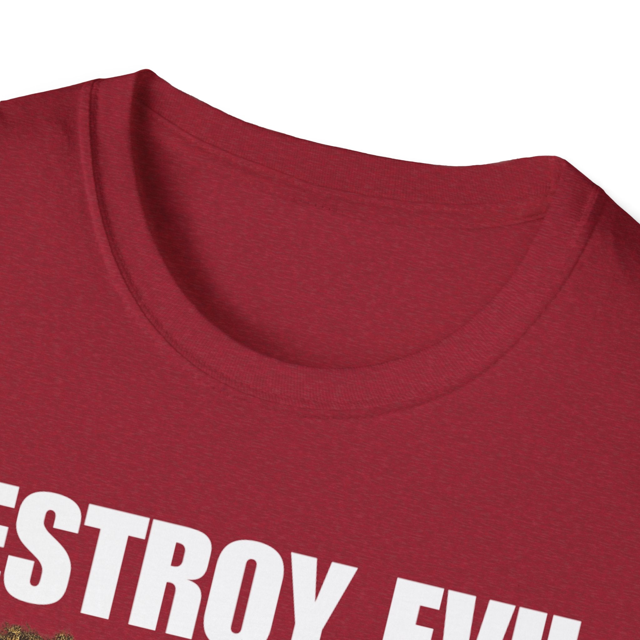 'Destroy Evil' Crusader Defeating the Great Red Dragon Design Graphic Softstyle T-Shirt