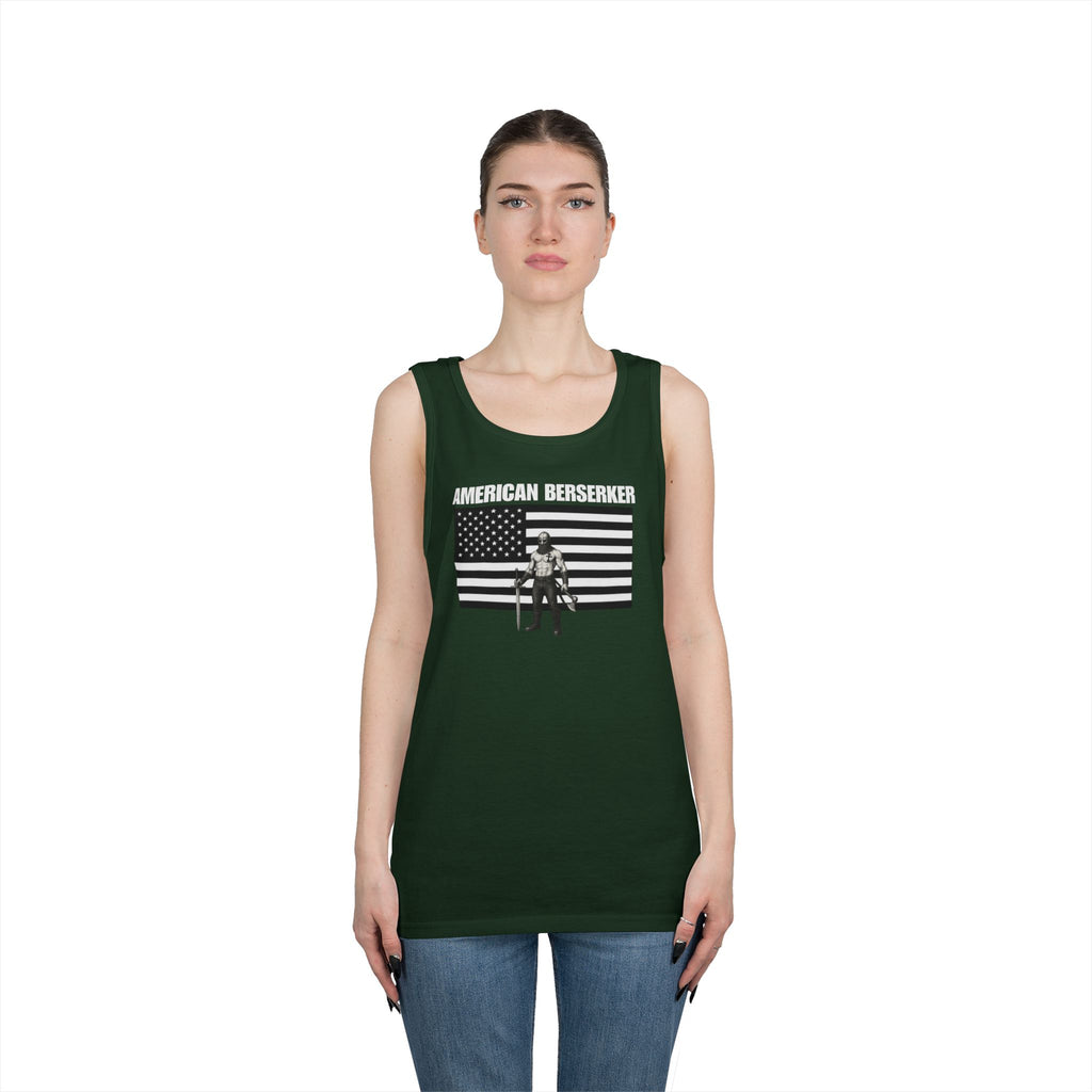 Bold American Berserker Black and White Heavy Cotton Tank Top