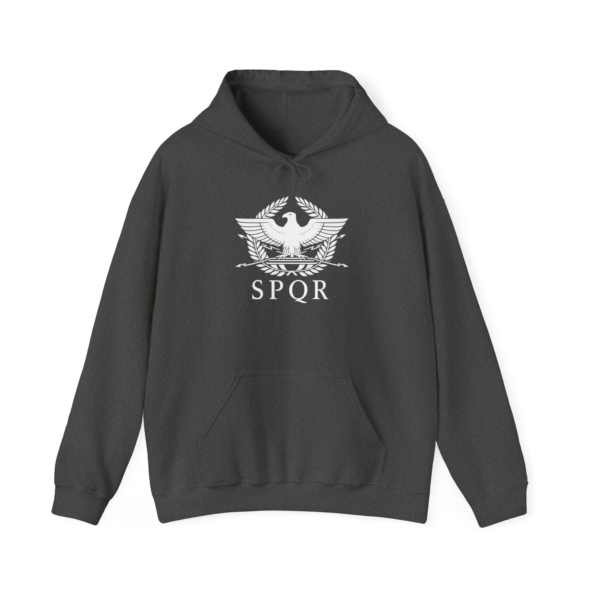 SPQR Roman Eagle White Design Pull Over Hoodie