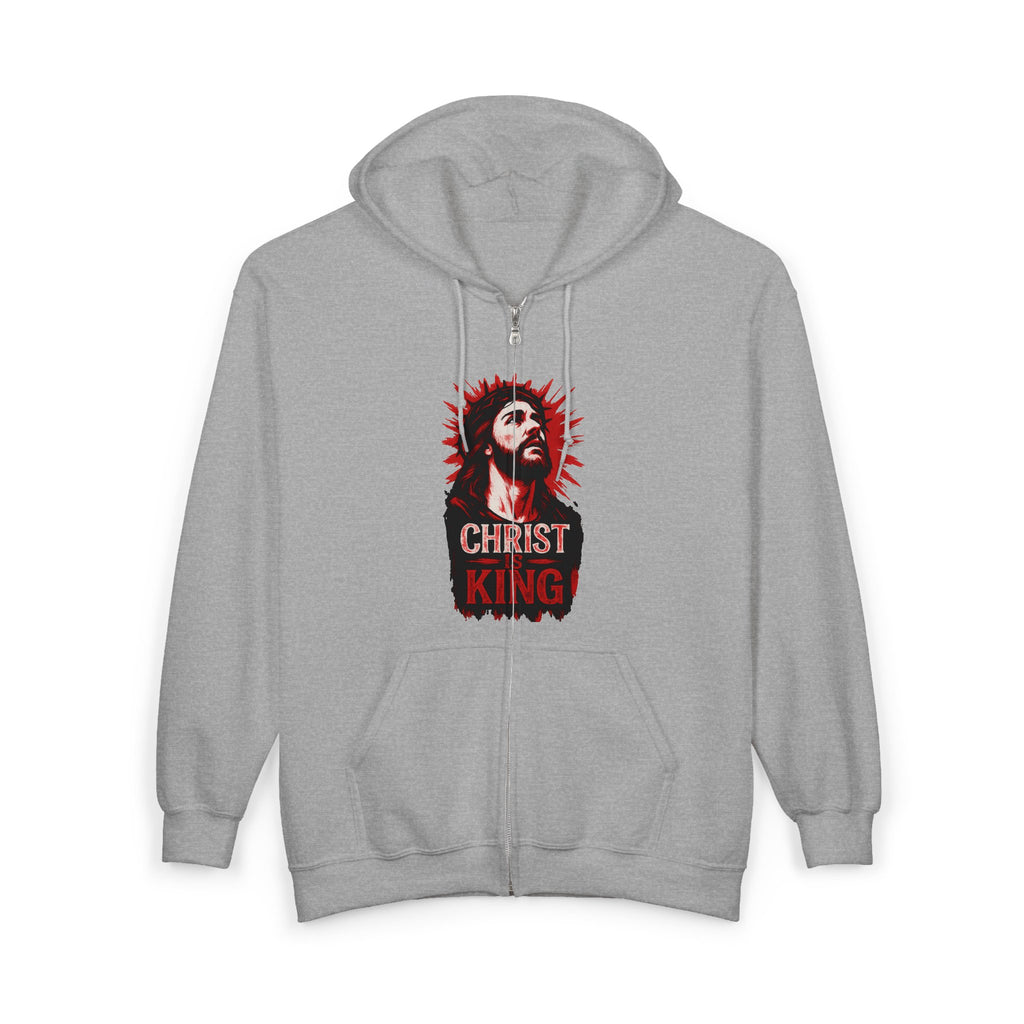 Front and Back Christ is King Zip-Up Hoodie, Christ is King Design Sweatshirt