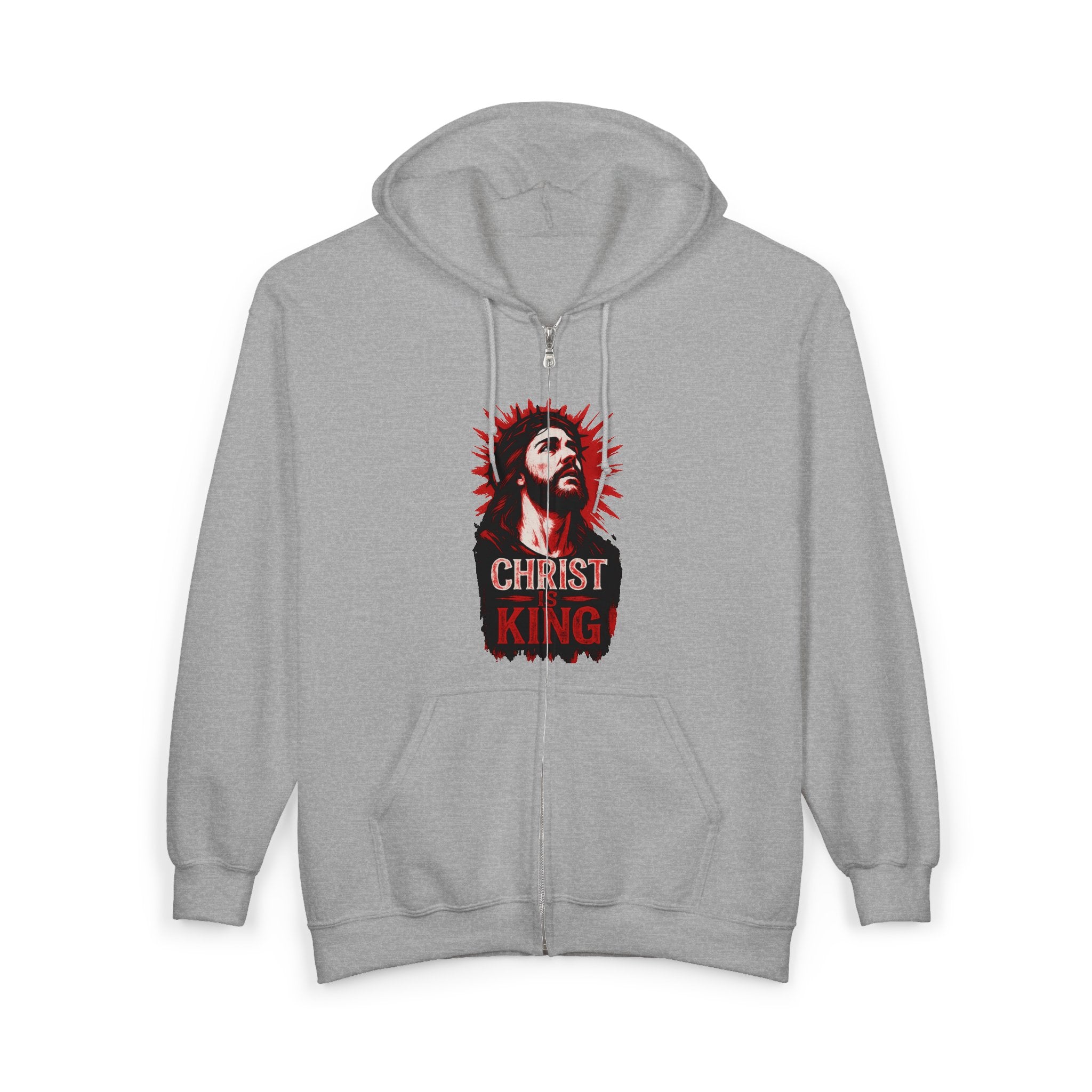 Front and Back Christ is King Zip-Up Hoodie, Christ is King Design Sweatshirt