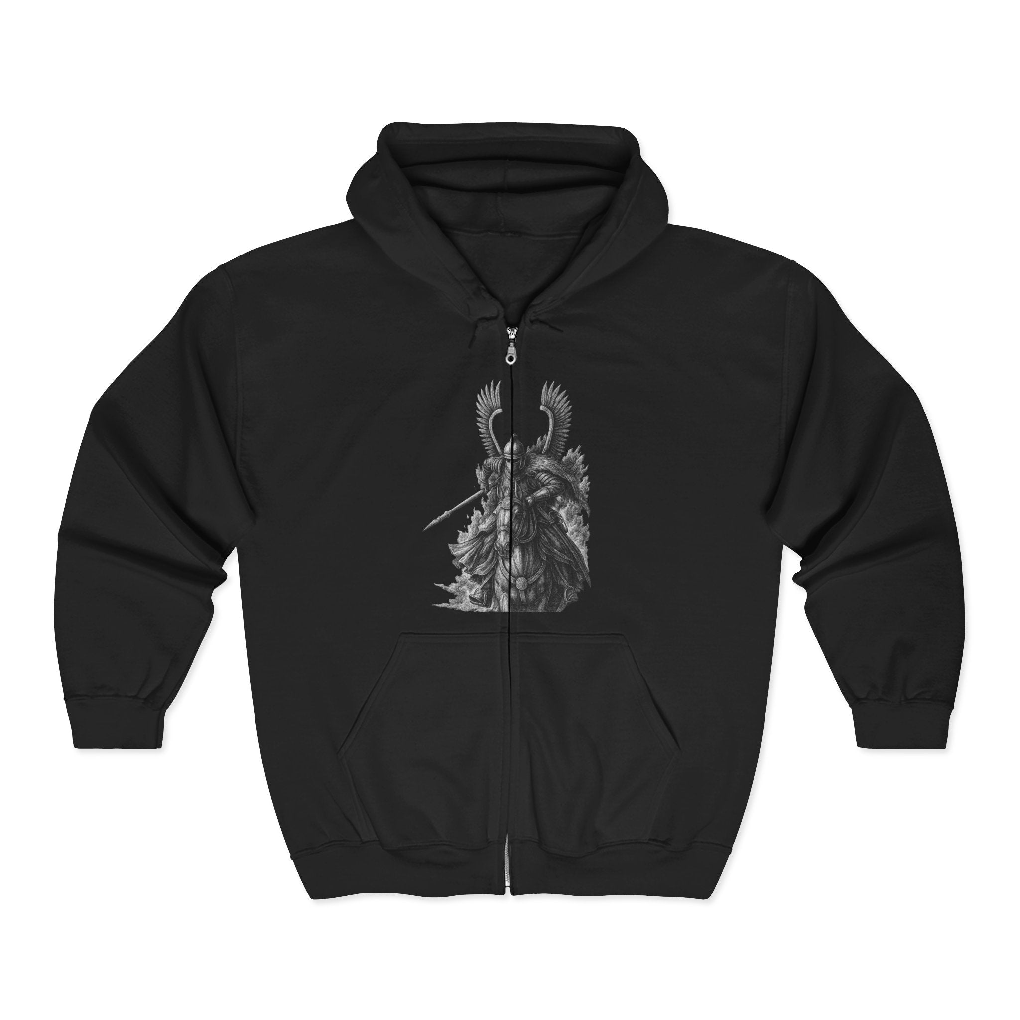 Winged Hussars (Black and White Graphic Only) Unisex Zip Up Hoodie