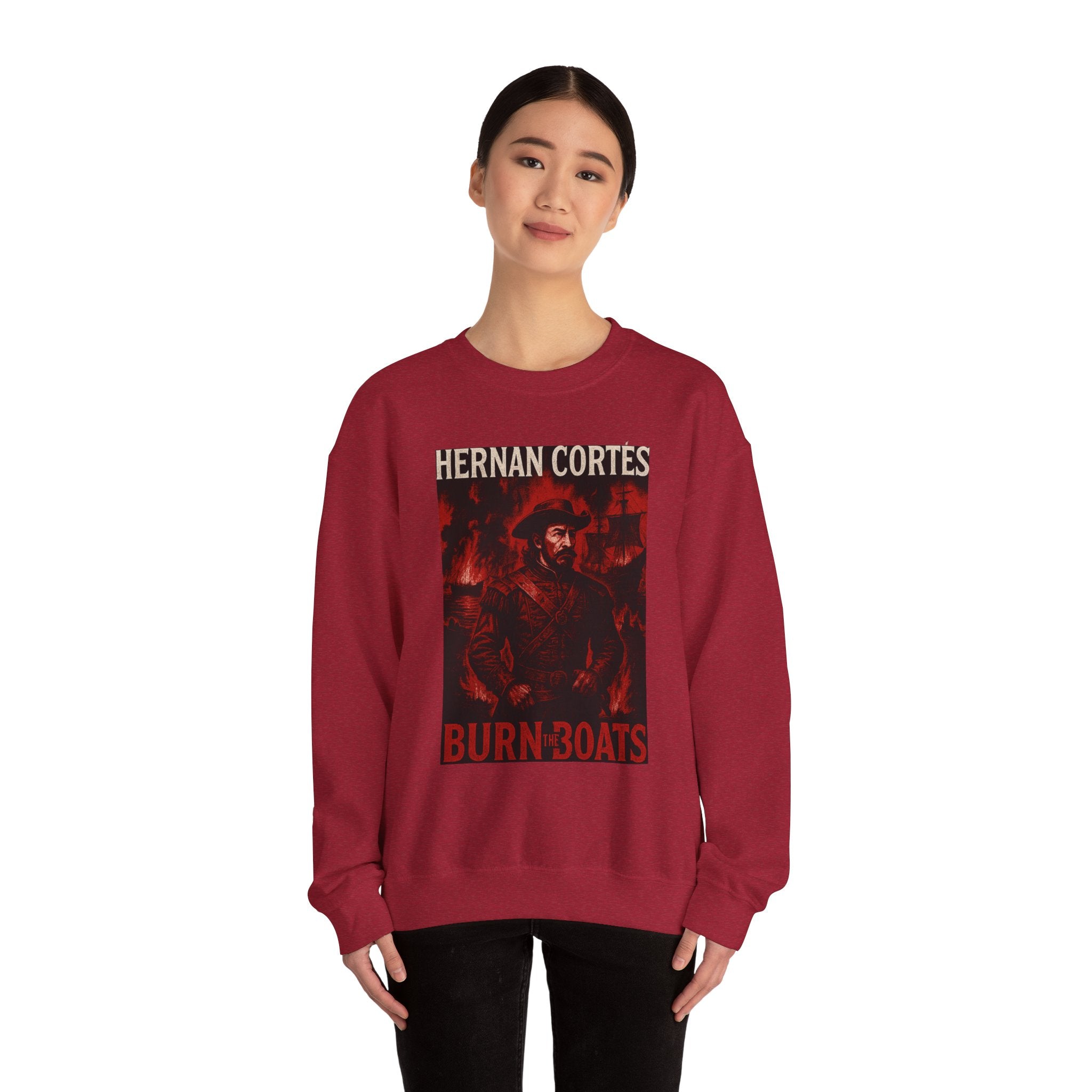 Hernan Cortes Burn The Boats Crewneck Sweatshirt