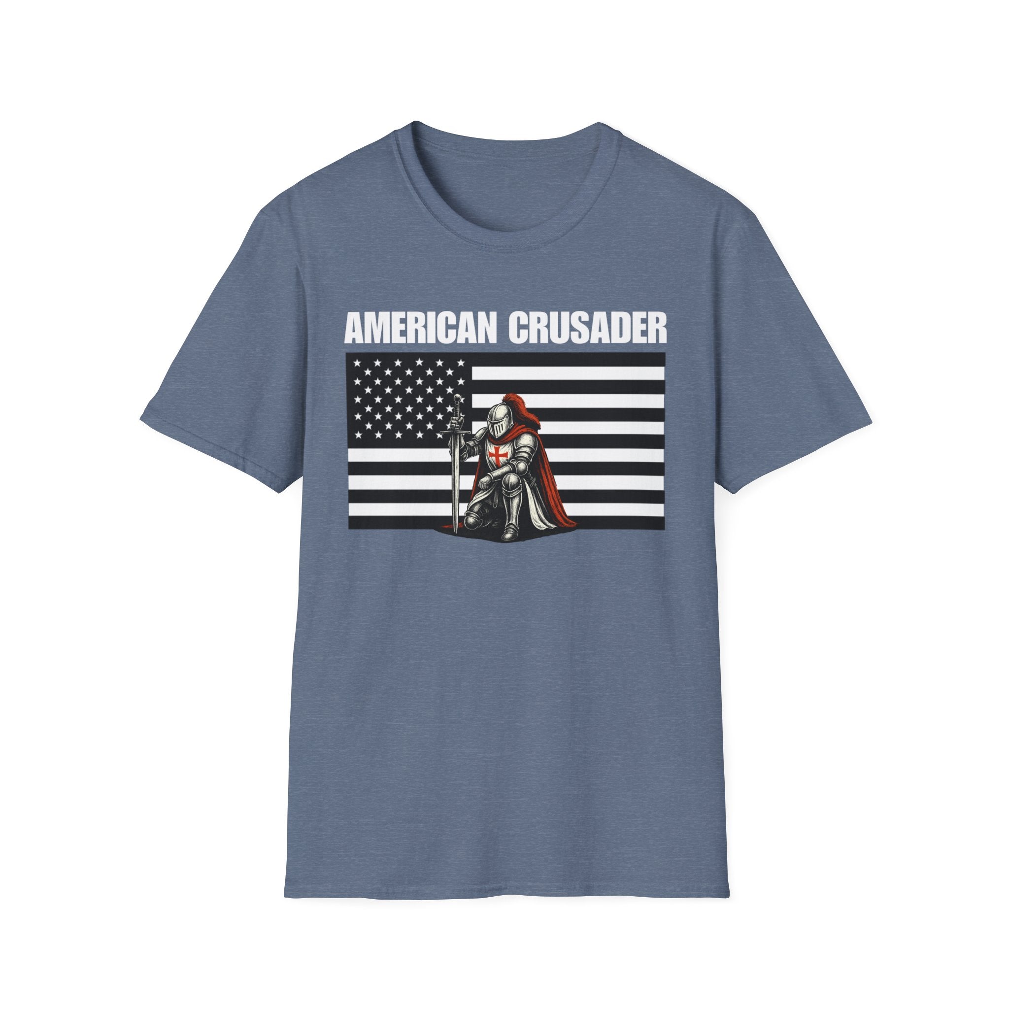 American Crusader Black and White Alt Design Softstyle Cotton Shirt T-Shirt