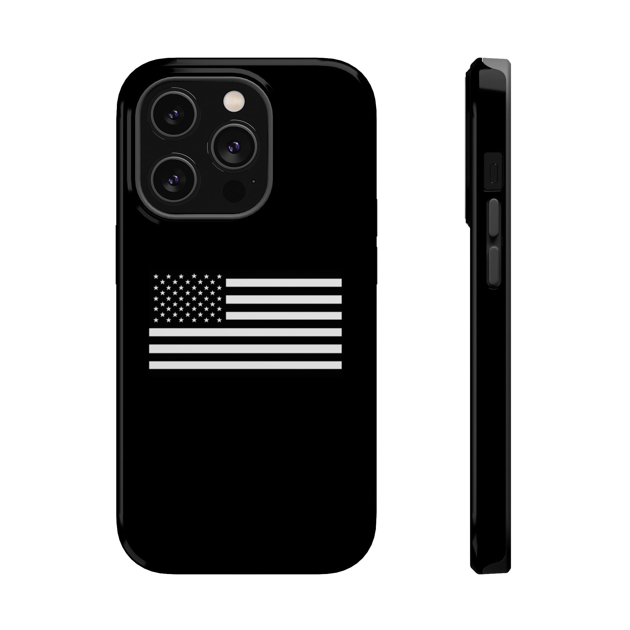 Black and White American Flag Magnetic Impact-Resistant Cases