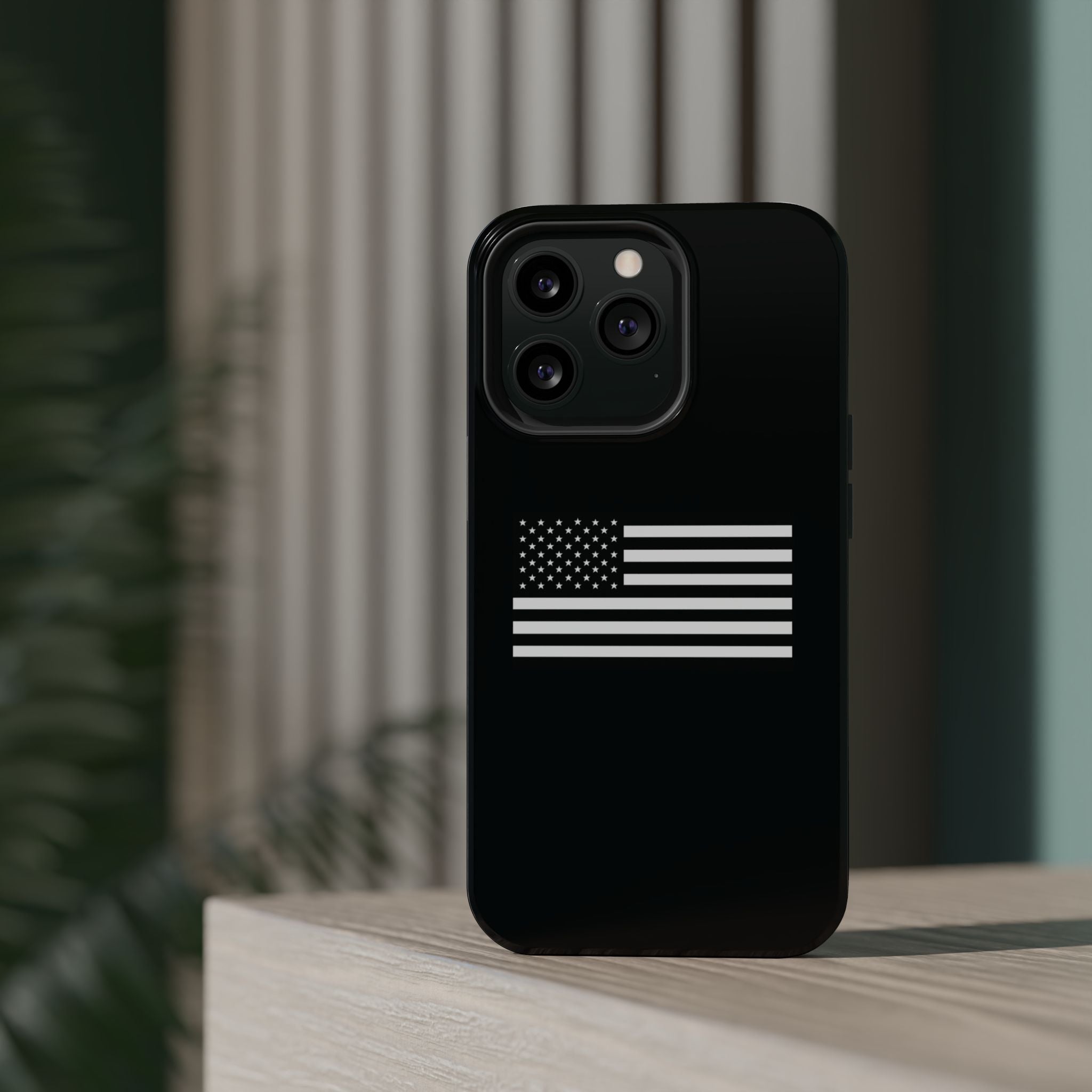 Black and White American Flag Magnetic Impact-Resistant Cases