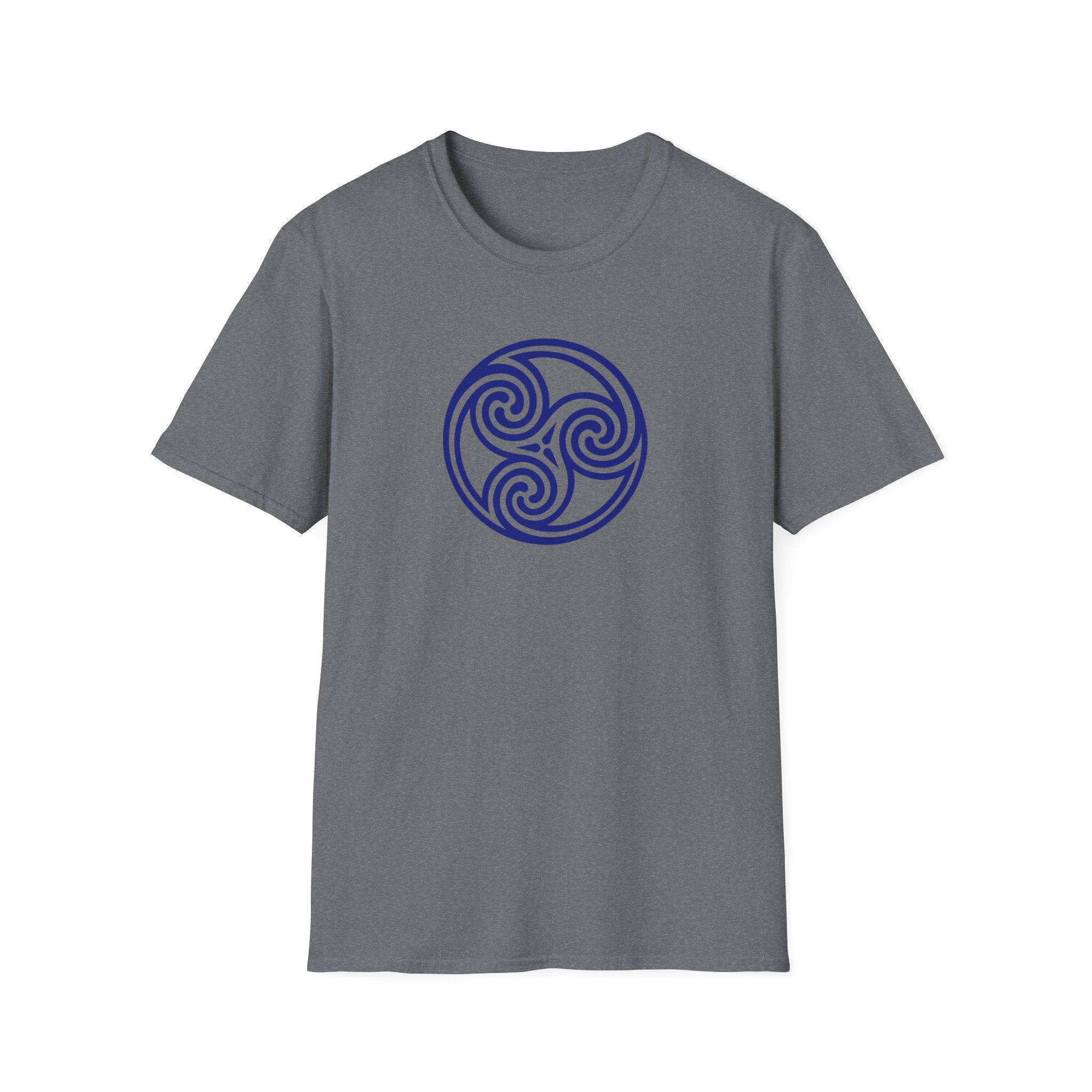 Celtic Spiral Triskele Trinity Symbol Blue Softstyle T-Shirt