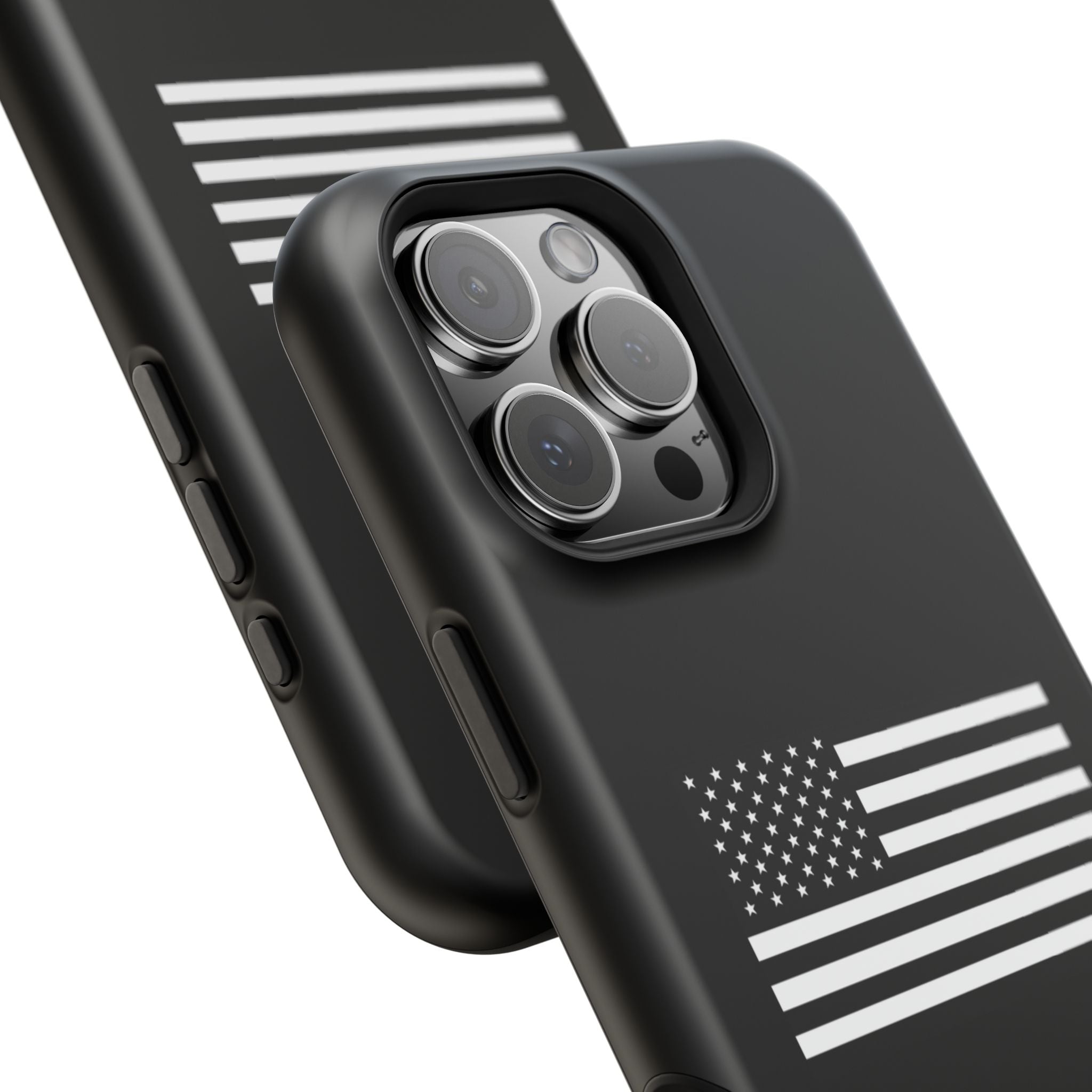 Black and White American Flag Magnetic Impact-Resistant Cases