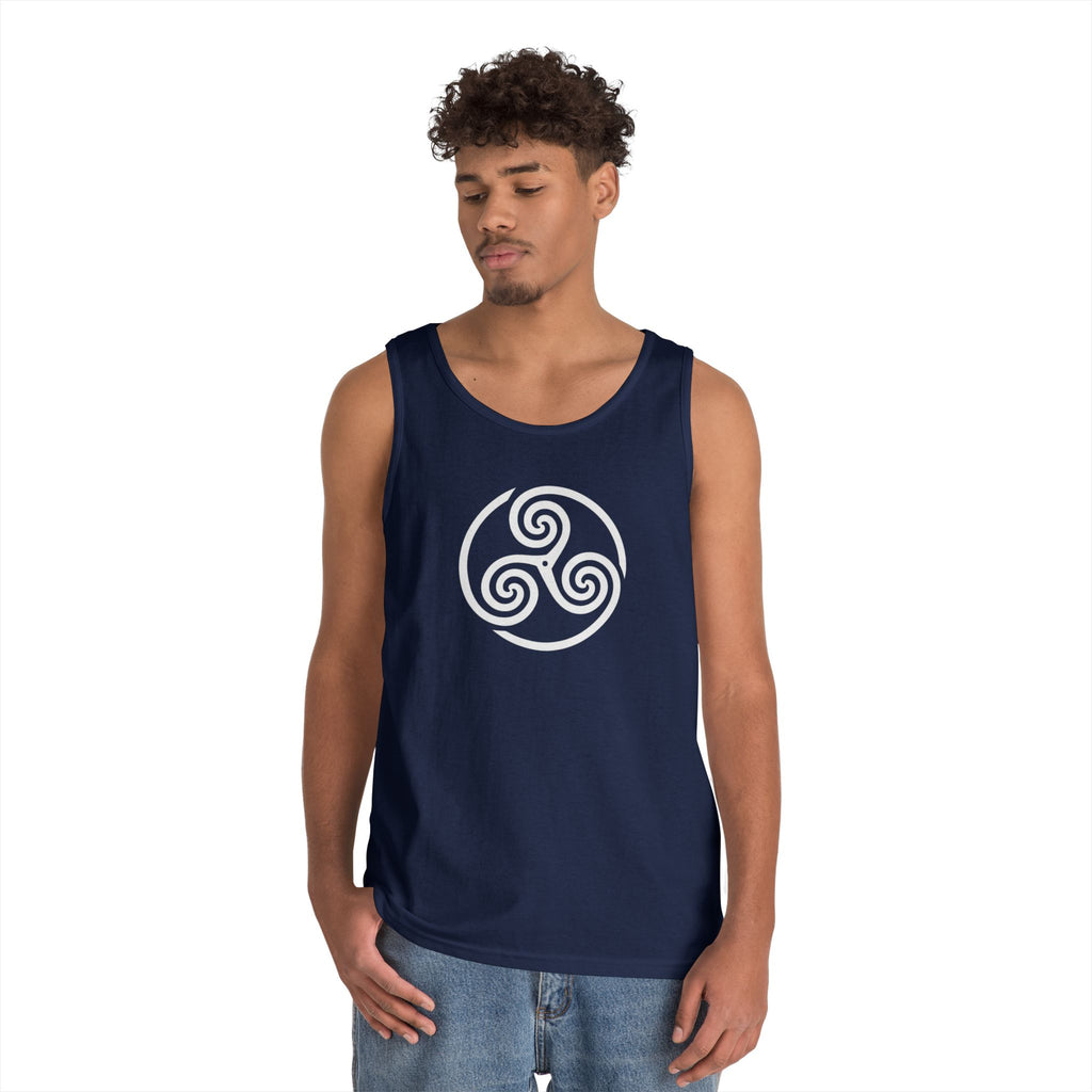 Celtic Spiral Triskele Symbol Alt Design White Unisex Tank Top