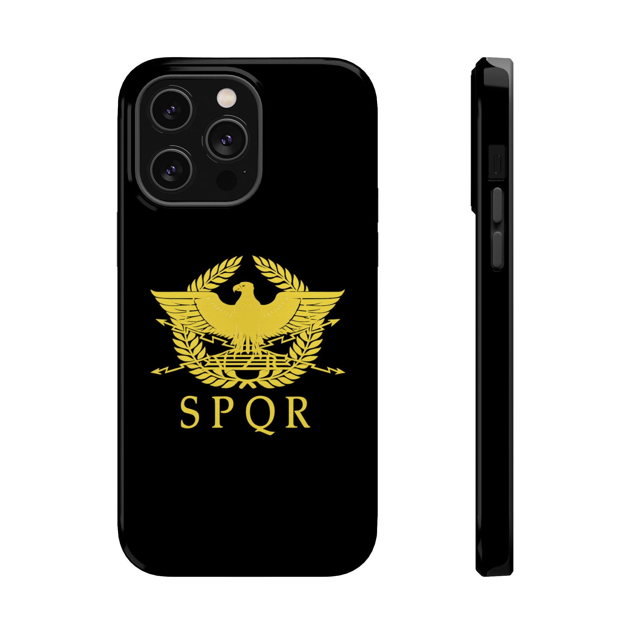 SPQR Gold Roman Eagle Symbol Black iPhone Magnetic Impact-Resistant Cases