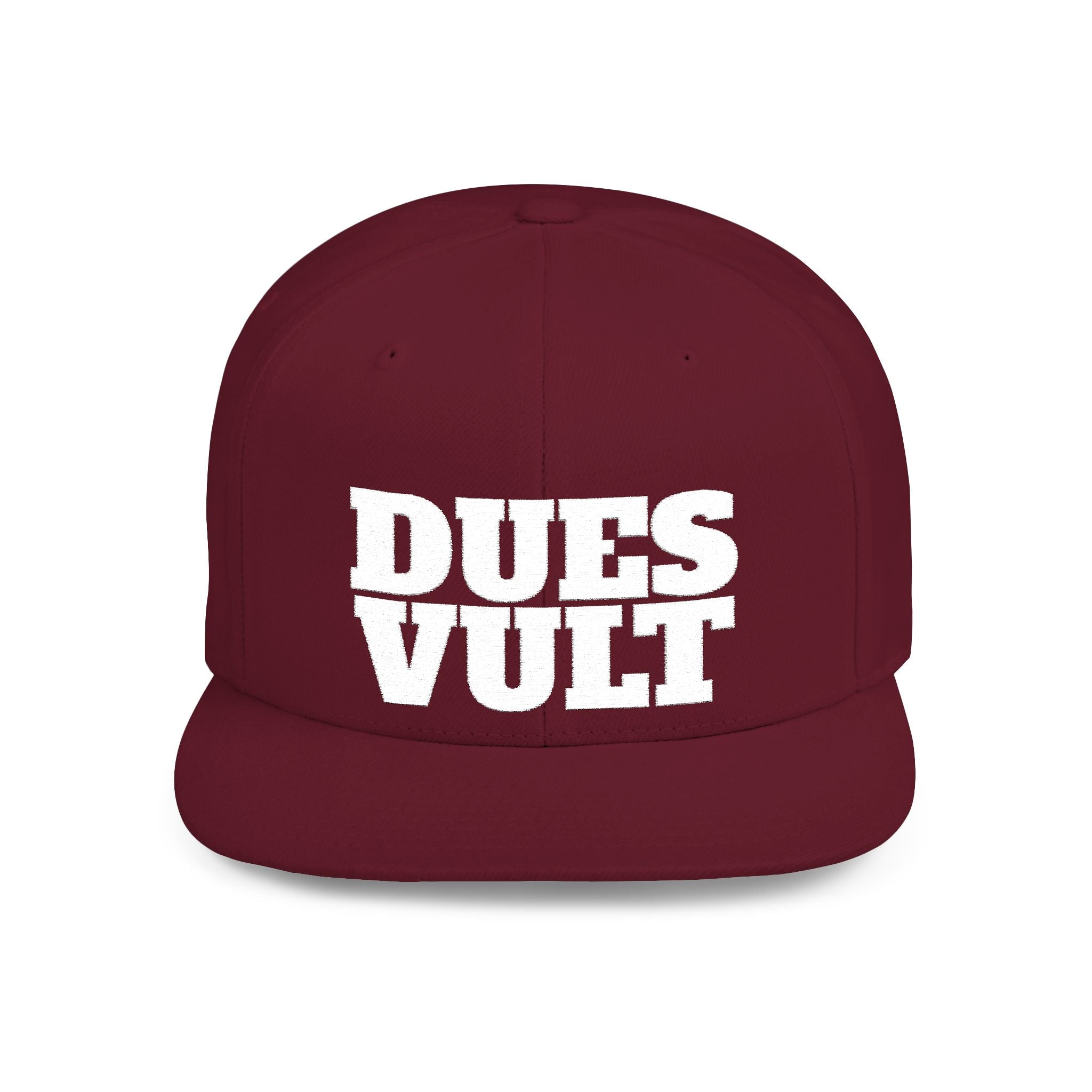 Dues Vult White Letter Flat Bill Snapback Hat, Dues Vult Cap