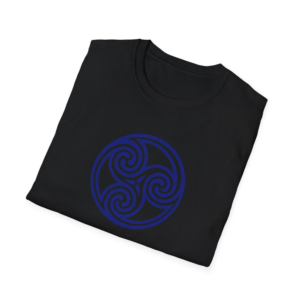 Celtic Spiral Triskele Trinity Symbol Blue Softstyle T-Shirt