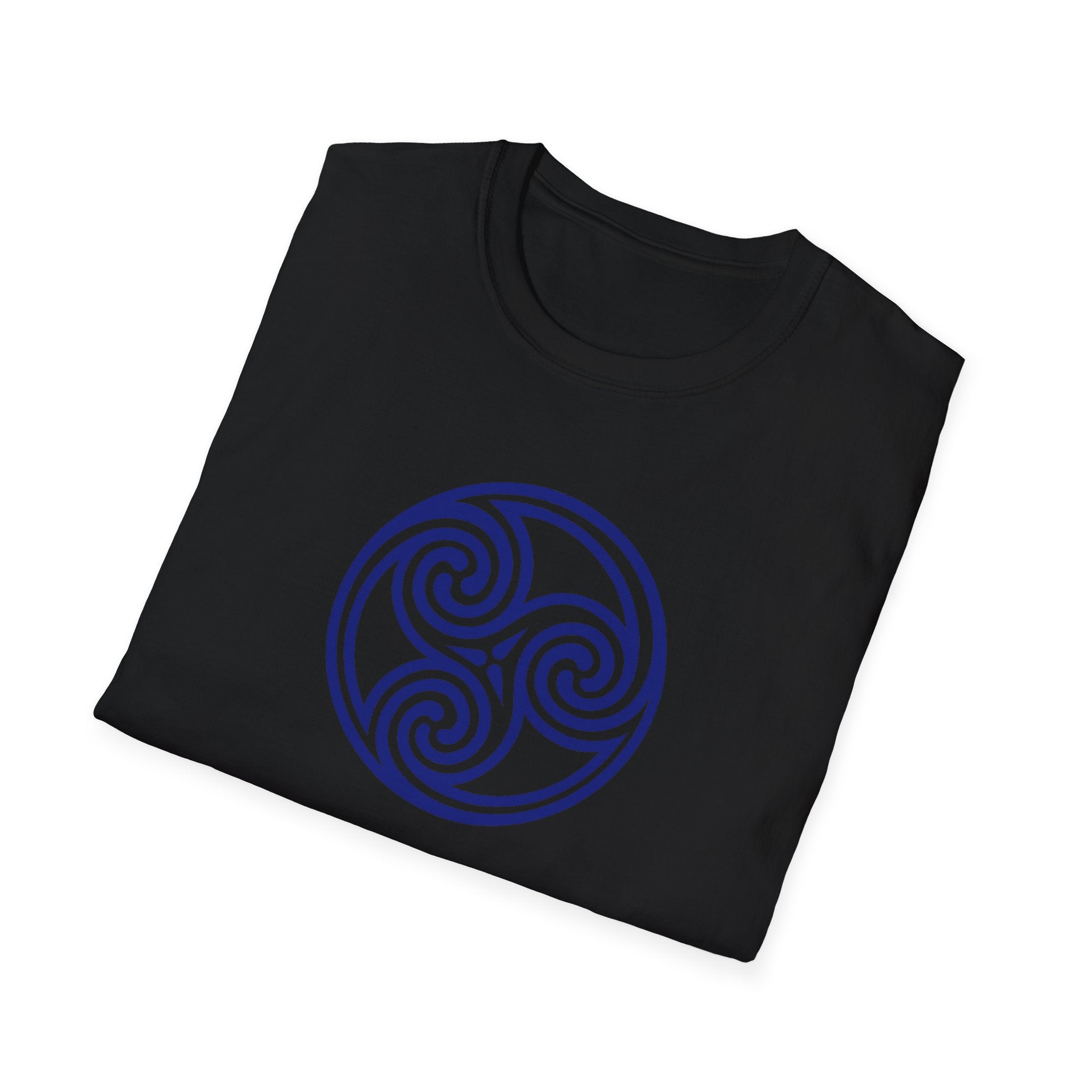 Celtic Spiral Triskele Trinity Symbol Blue Softstyle T-Shirt