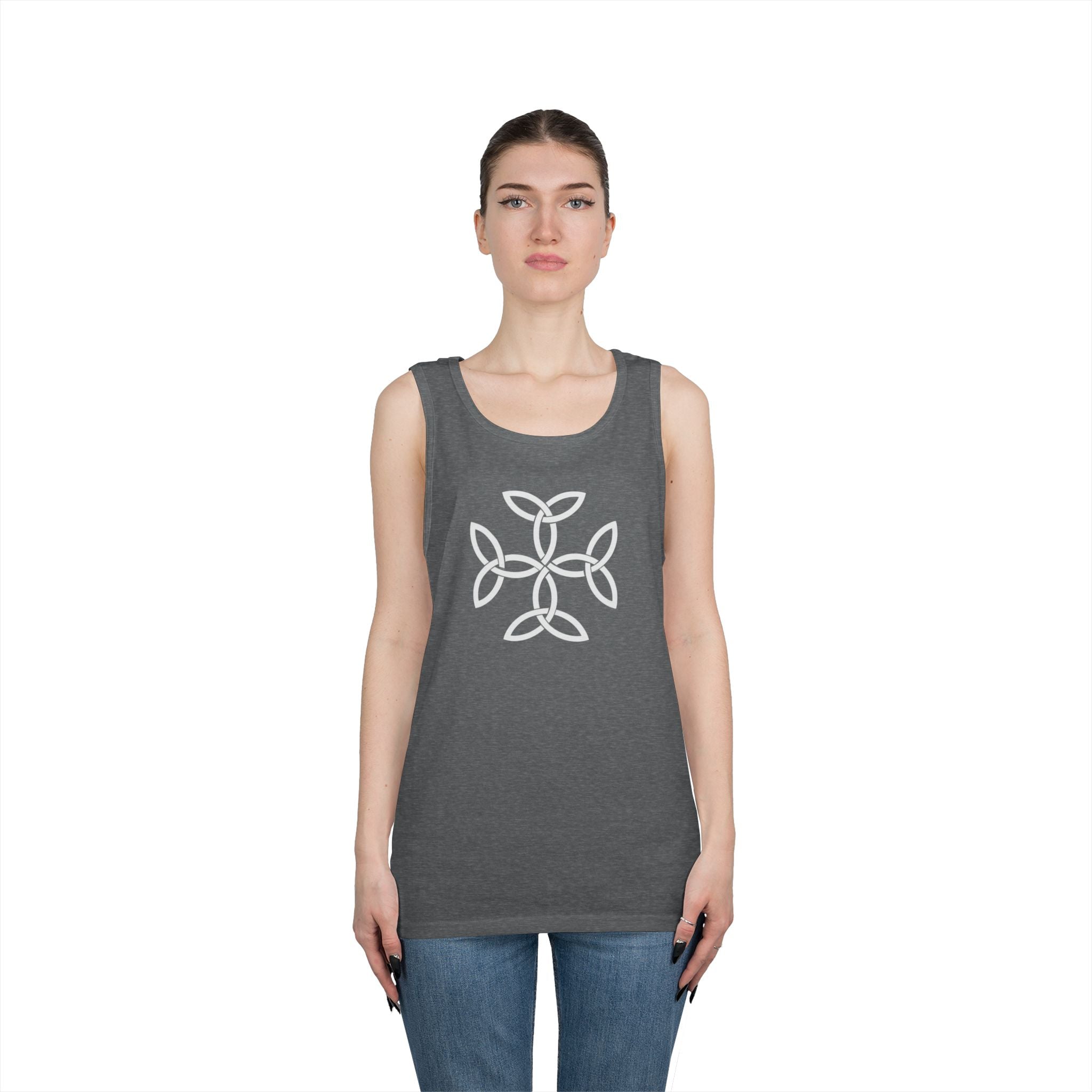 White Frankish Cross Heavy Cotton Tank Top